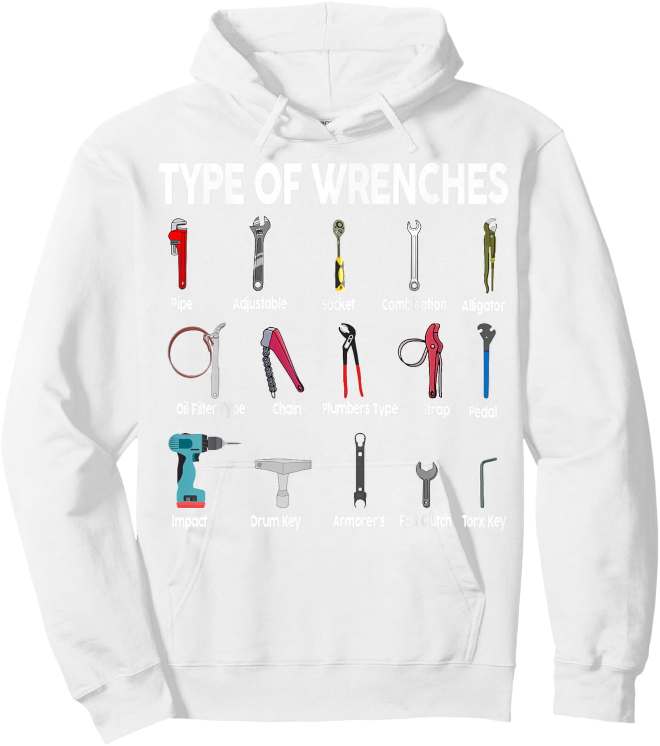 Toddler Mechanic-Shirt Types of Wrenches Technician Kids Boy Hoodie - Hoodie | White