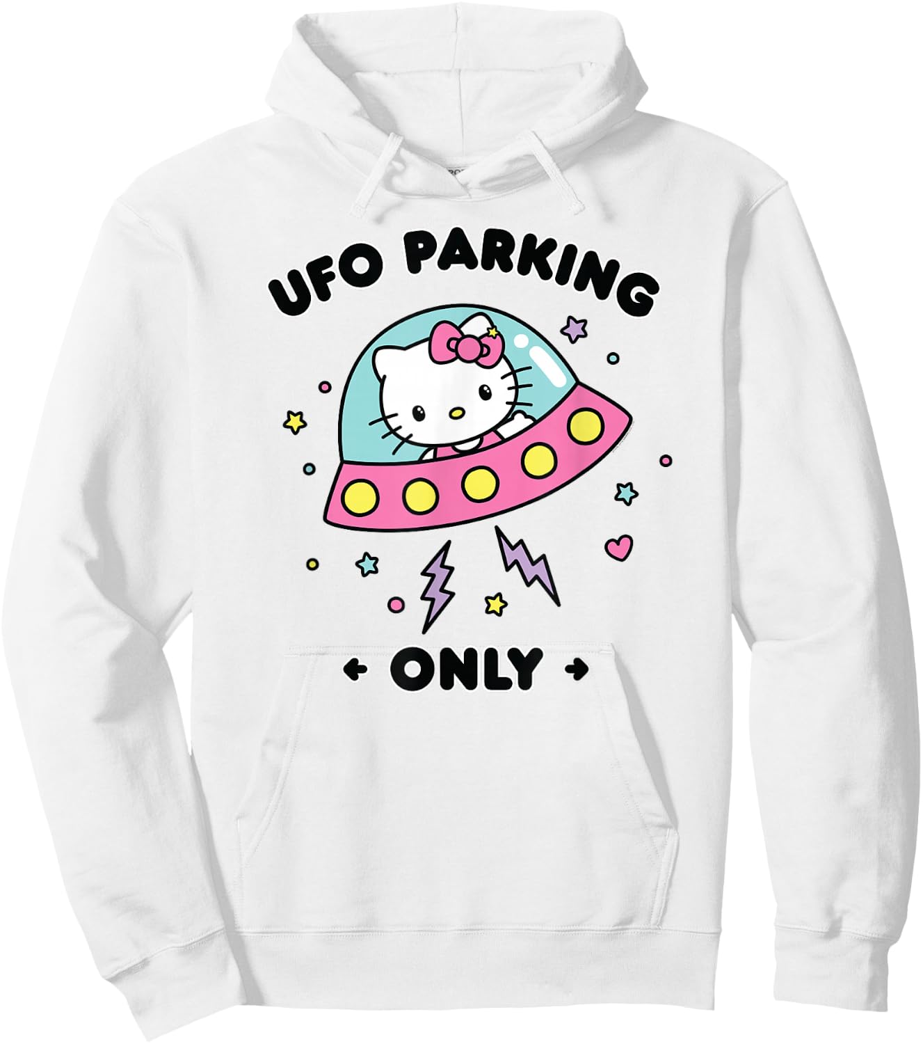 Hello Kitty UFO Parking Only Area 51 Alien Spaceship Hoodie - Hoodie | White