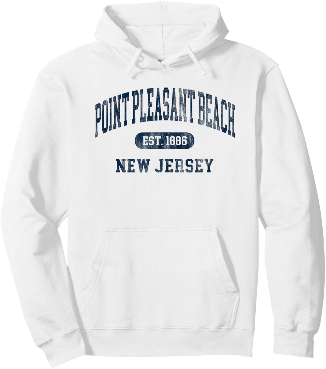Vintage Point Pleasant Beach NJ Retro Preppy Throwback Hoodie - Hoodie | White