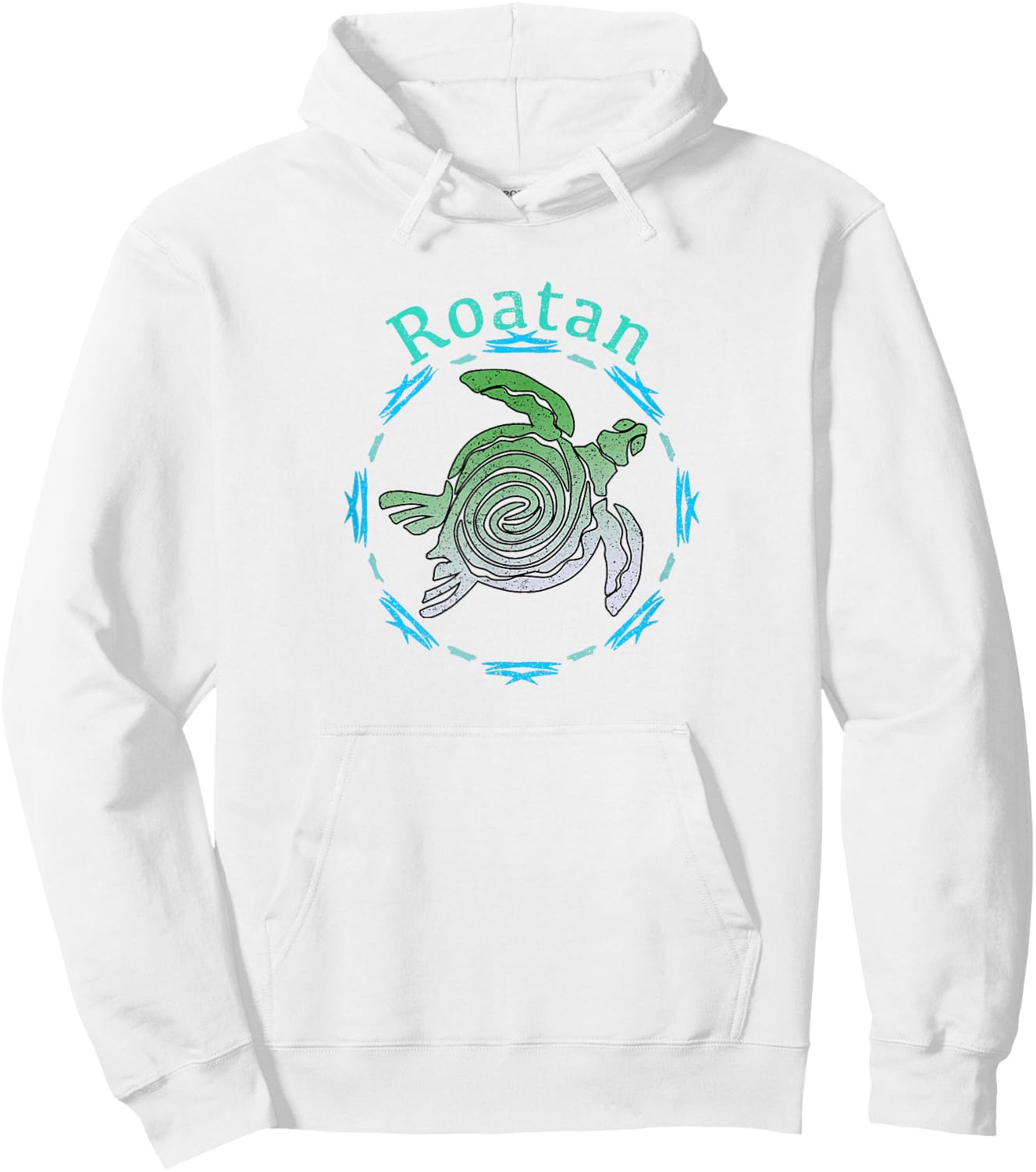 Roatan Vintage Tribal Turtle Gift Hoodie - Hoodie | White