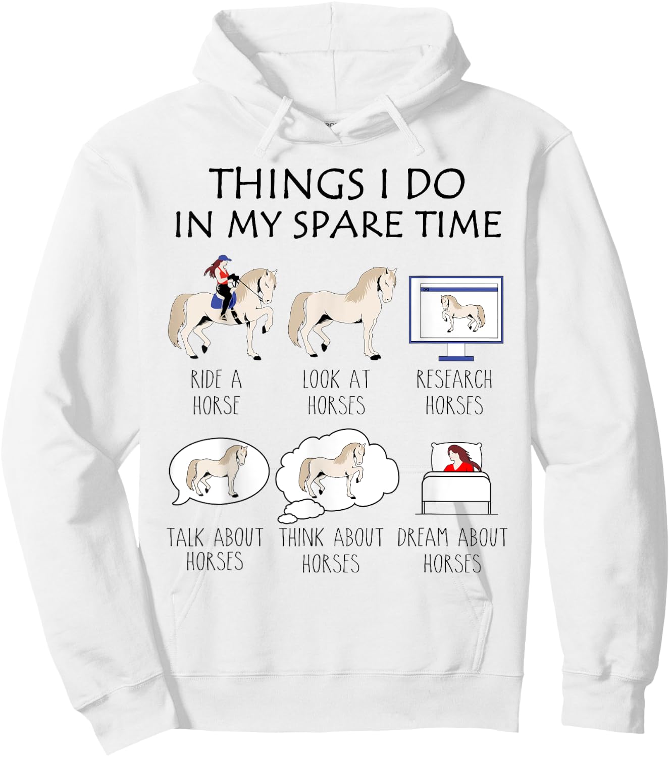 Things I Do In My Spare Time, Horse Gifts For Girls, Women Hoodie - Hoodie | White
