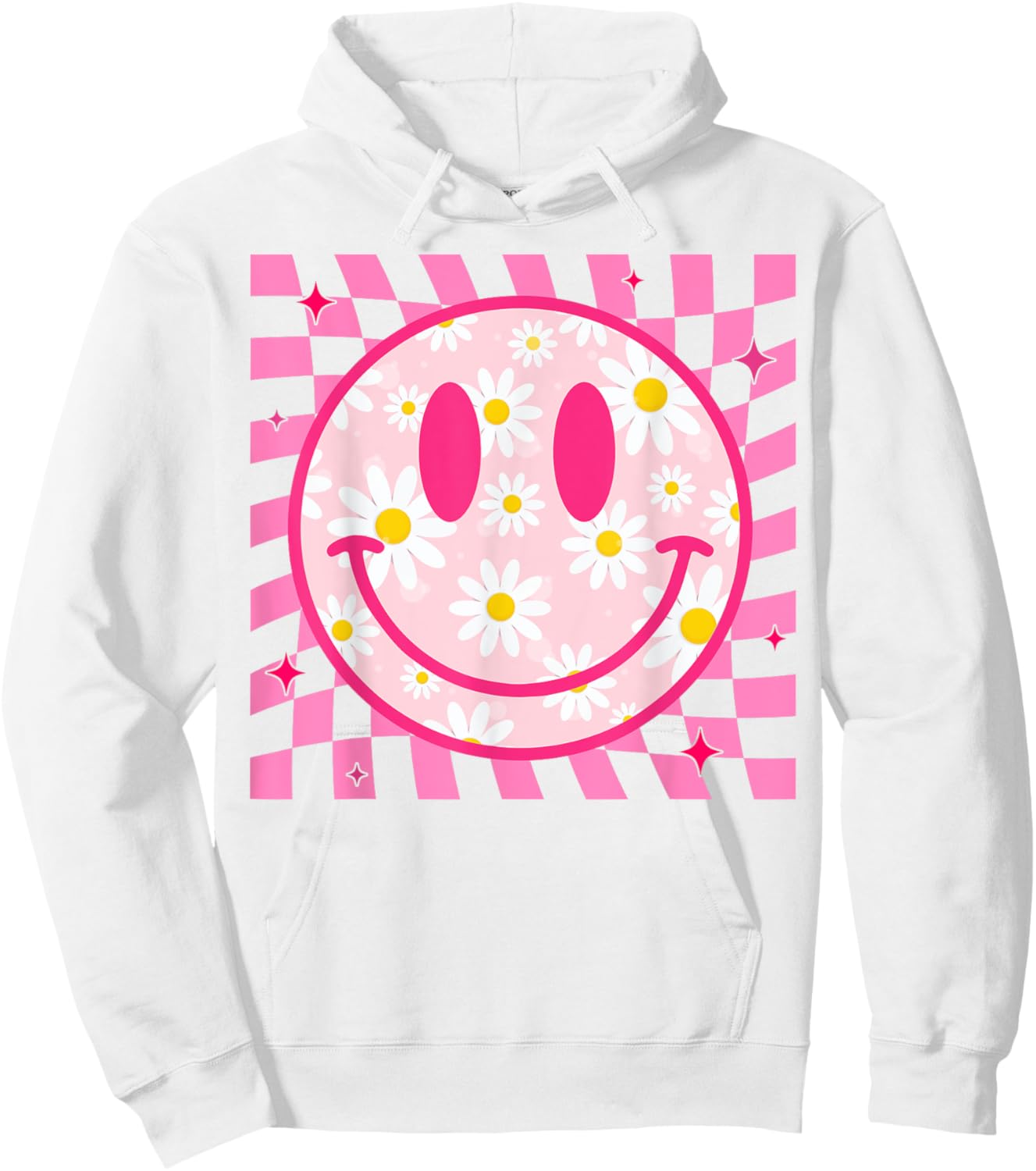 Happy Face Daisy Flower Shirt Preppy Aesthetic Smile Face Hoodie - Hoodie | White