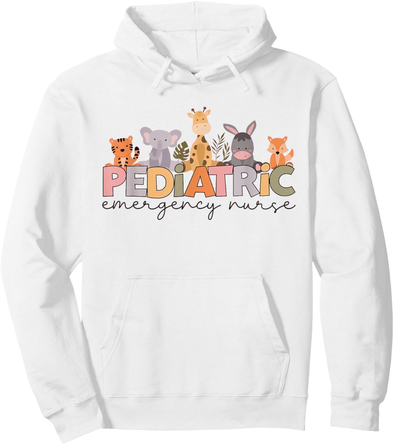 Women Pediatric Emergency Nurse Safari Animals Peds ER Nurse Hoodie - Hoodie | White