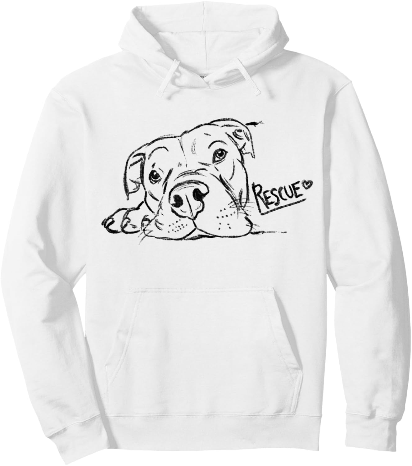 Rescue Dog Sketch, Pit Bull Drawing, Adopt Don't Shop Hoodie - Hoodie | White