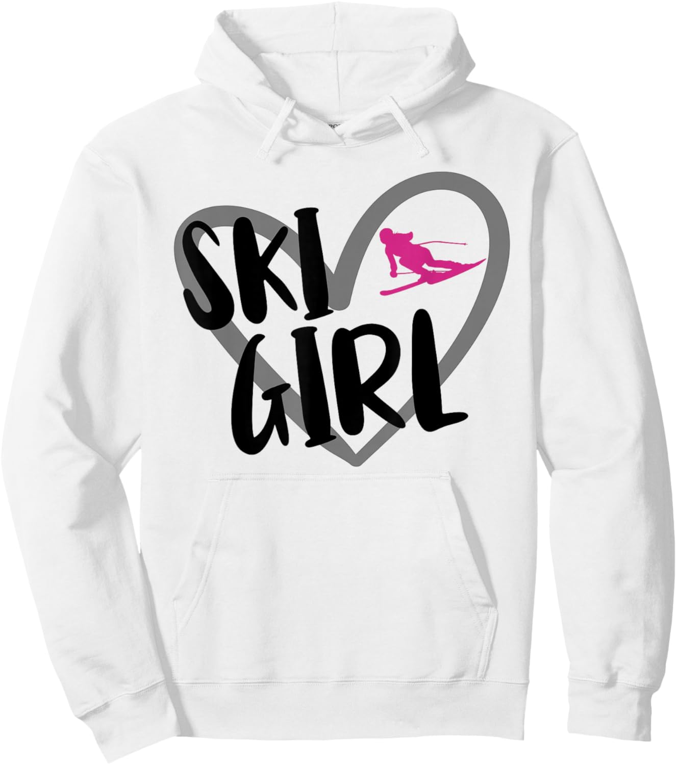 Ski Girl Heart Funny Skiing For Skiers Hoodie - Hoodie | White