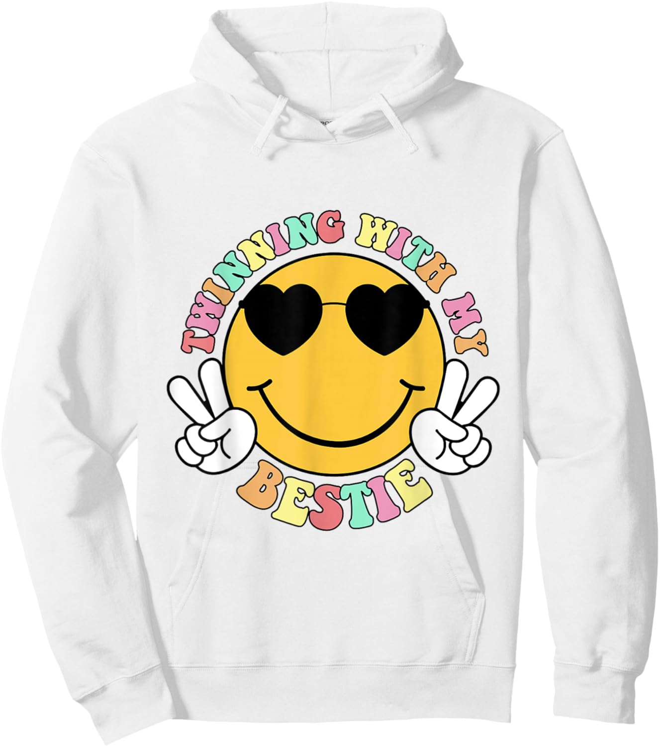 Twinning With My Bestie Girls Kids Smile Face Twinning Day Hoodie - Hoodie | White