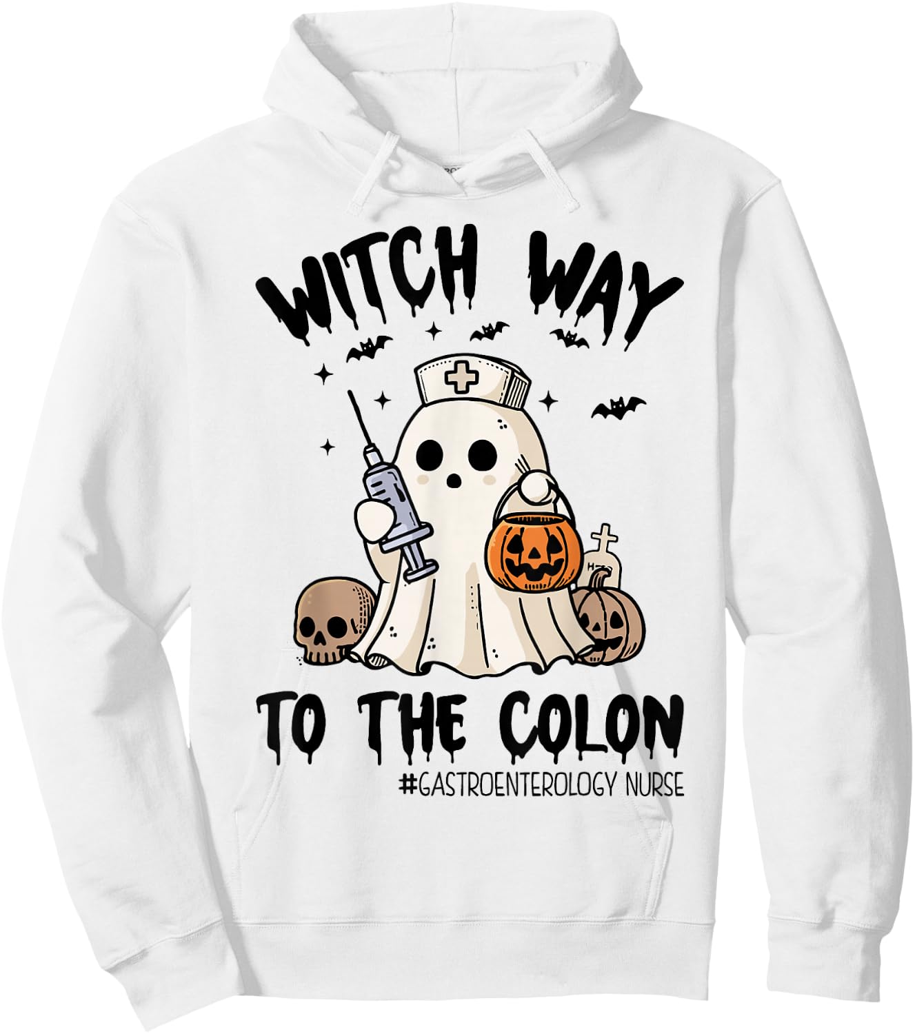 Gastroenterology Nurse Halloween Endo Nurse Ghost Endoscopy Hoodie - Hoodie | White