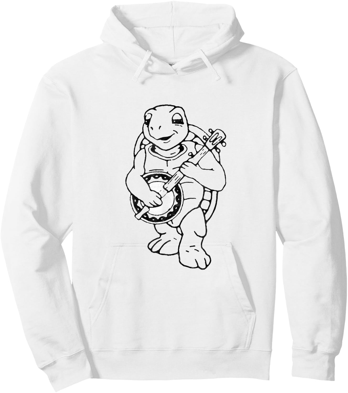 Giant Step Design Co. Banjo Turtle Vintage Funny Terrapin Bluegrass Graphic Hoodie - Hoodie | White