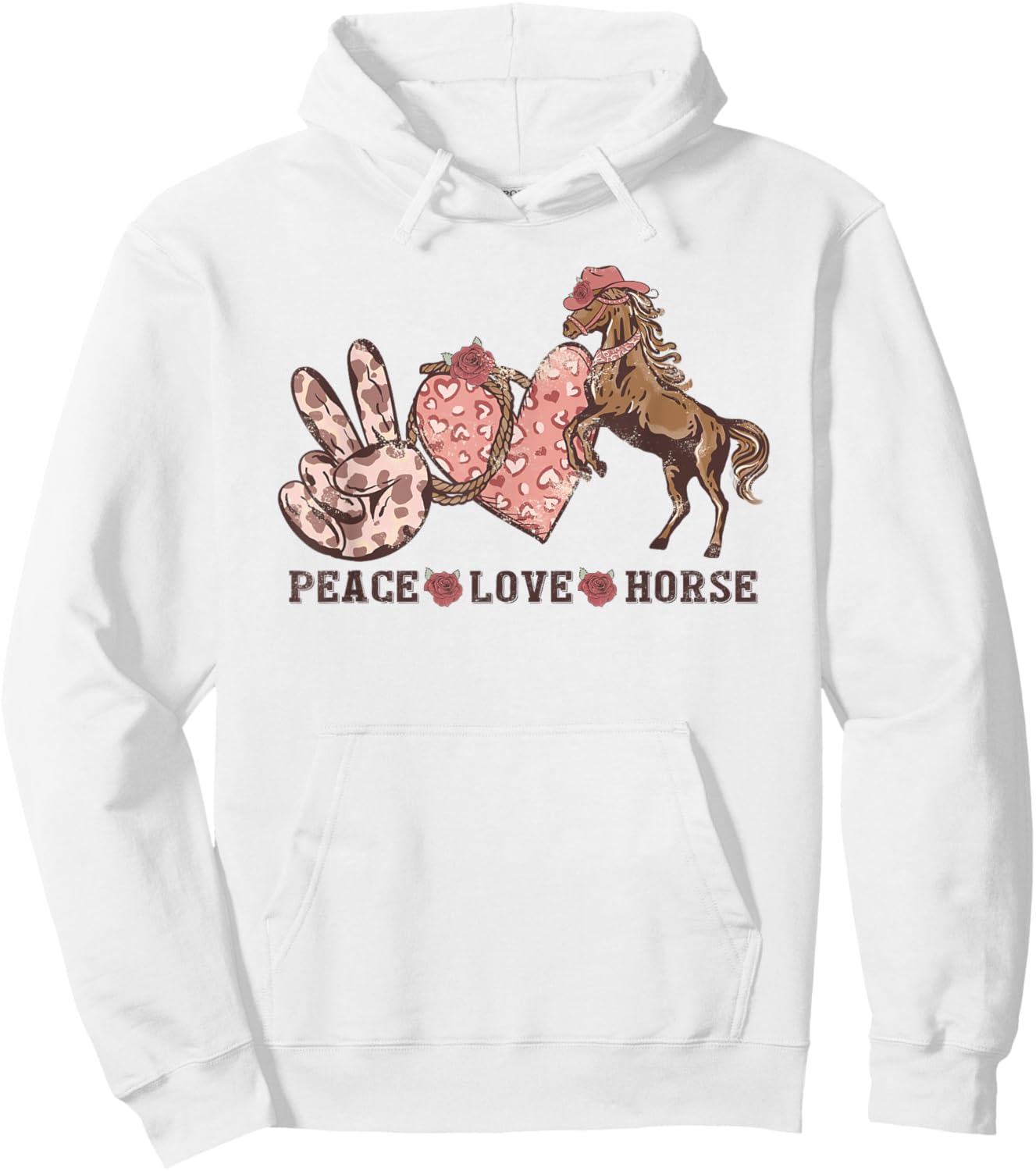Peace Love Horses Girl I Love My Horses Equestrian Horseback Hoodie - Hoodie | White