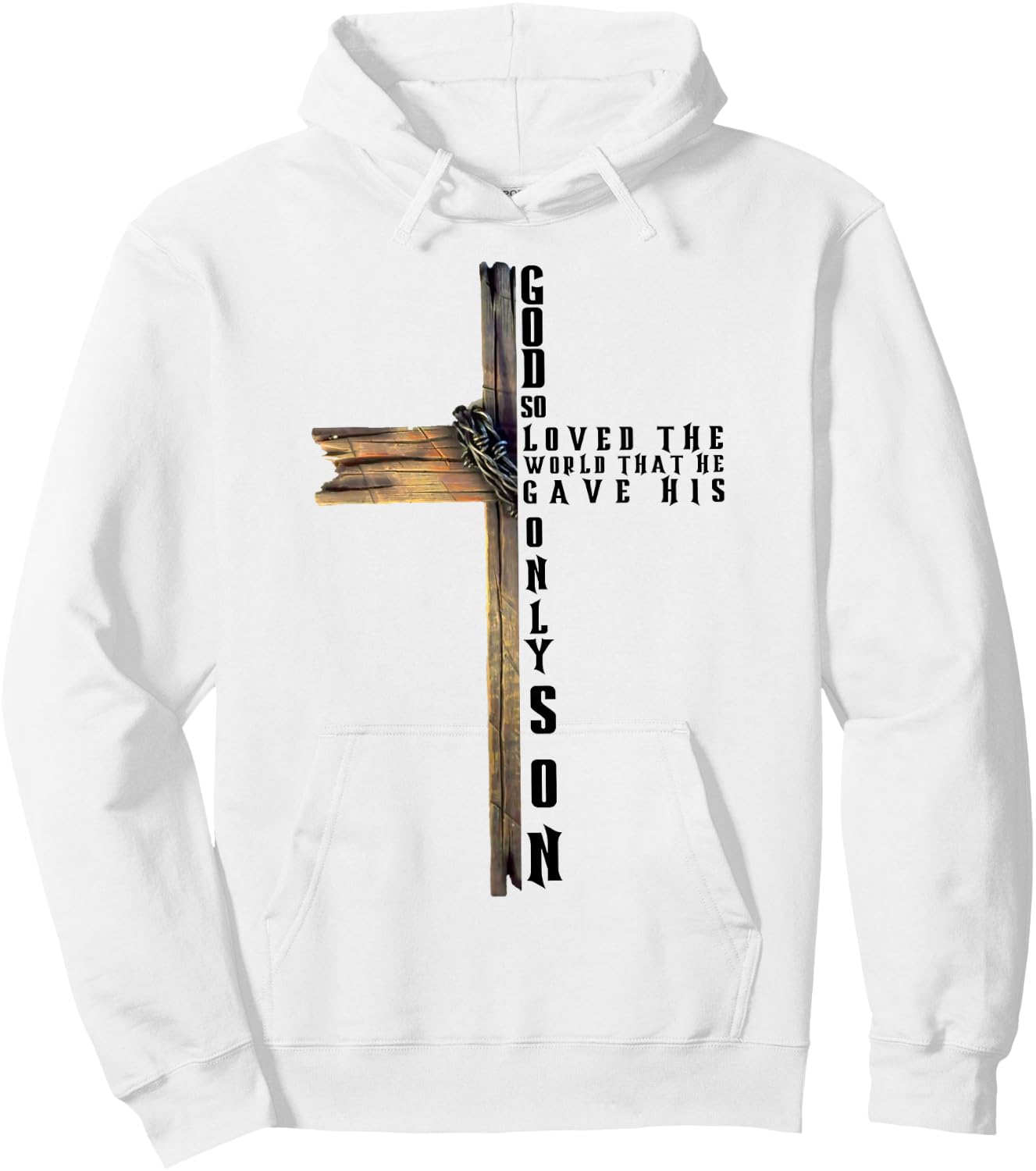 John 3:16 Christian Cross Bible Hoodie - Hoodie | White