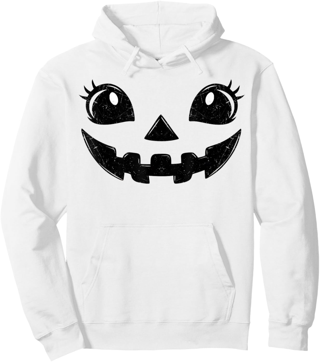 Jack O Lantern Face Pumpkin Eyelashes Hallowen Costume Funny Hoodie - Hoodie | White
