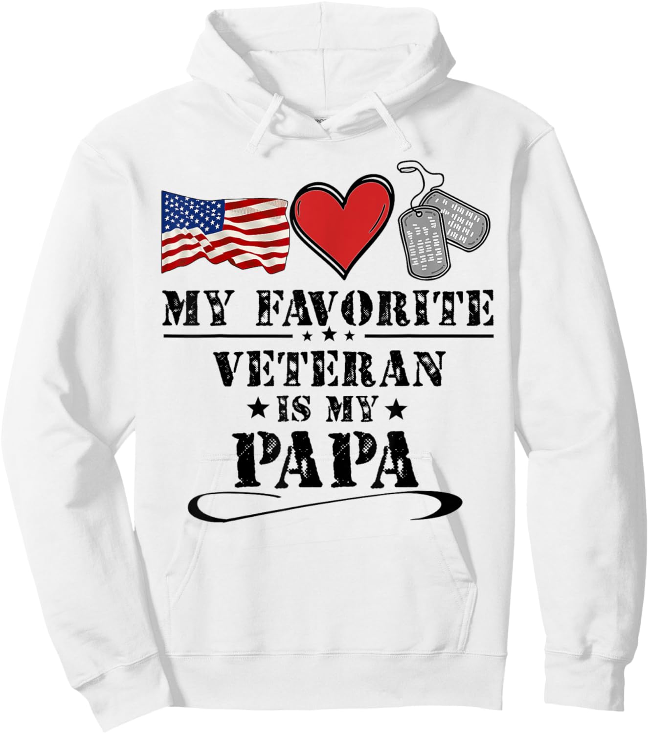 My Favorite Veteran Is My Papa Father Veterans Day Kids Hoodie - Hoodie | White