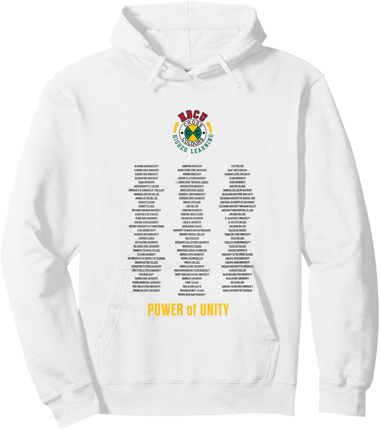 CROSS COLOURS HBCU | Historically Black Colleges | Higher Learning - White, Small, Short Sleeve Hoodie - Hoodie | White