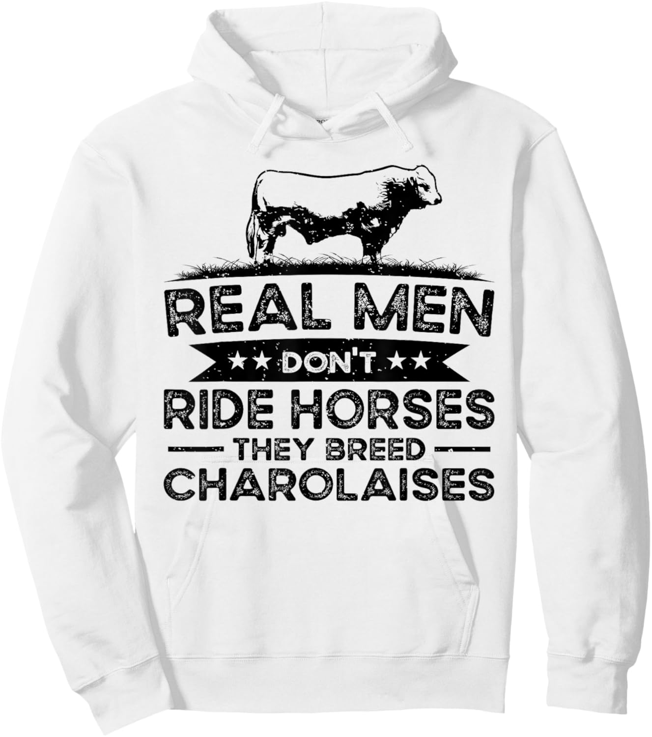 Men Don't Ride Breed Cattle Farmer - Charolais Cattle Hoodie - Hoodie | White