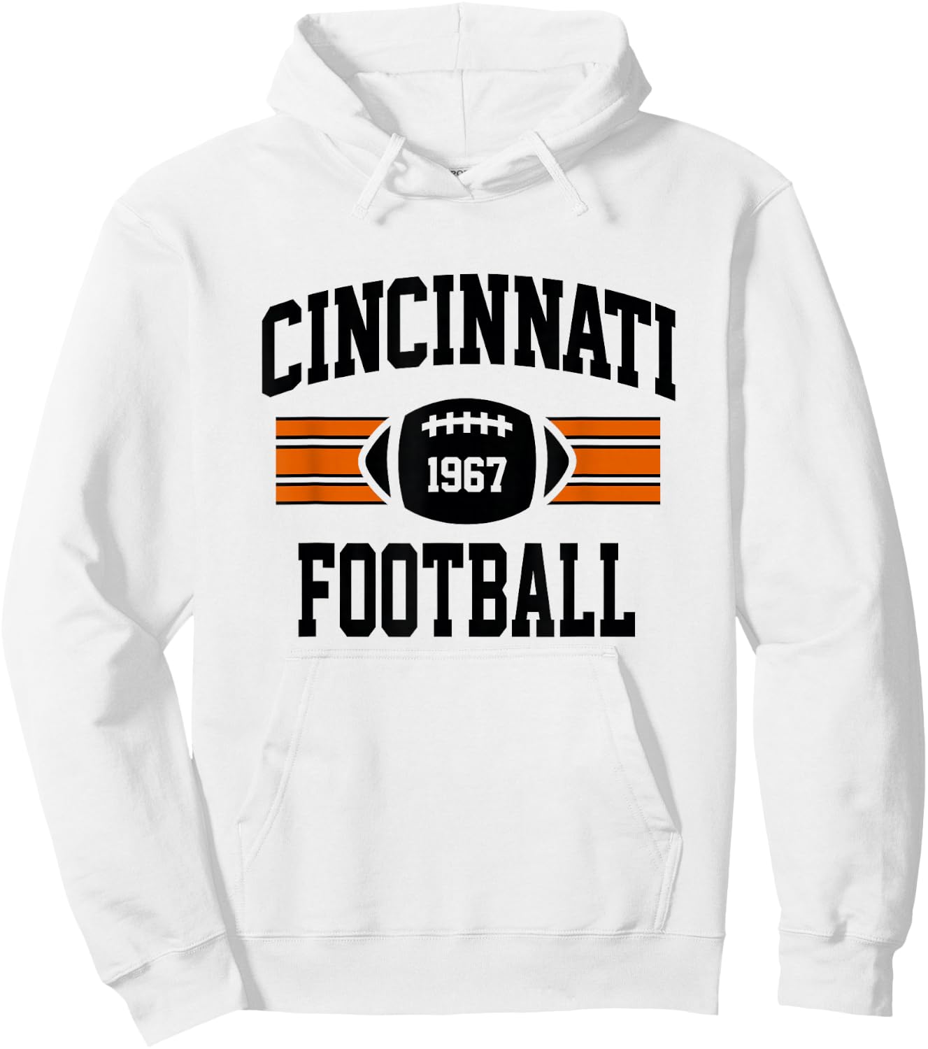 Cincinnati Football Athletic Vintage Sports Team Fan Hoodie - Hoodie | White