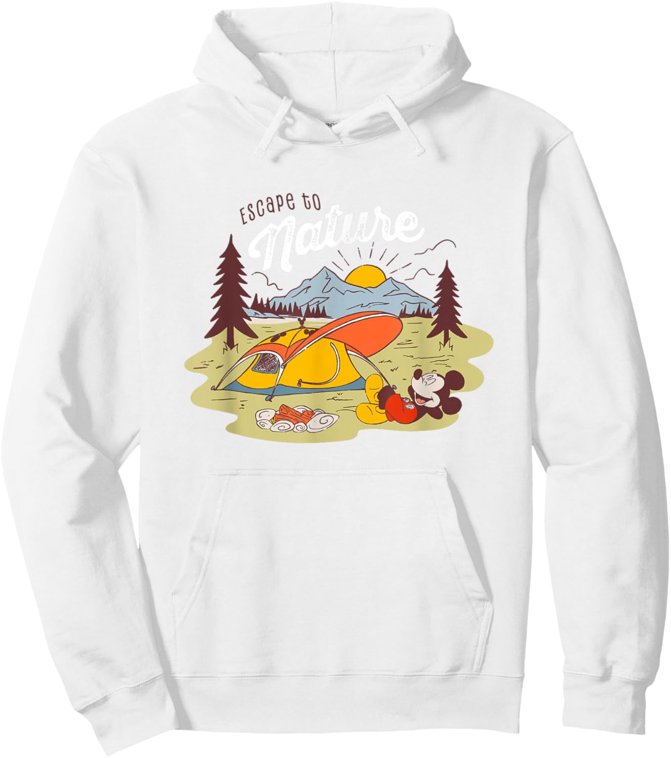 Disney Mickey And Friends Escape To Nature Retro Camping Hoodie - Hoodie | White
