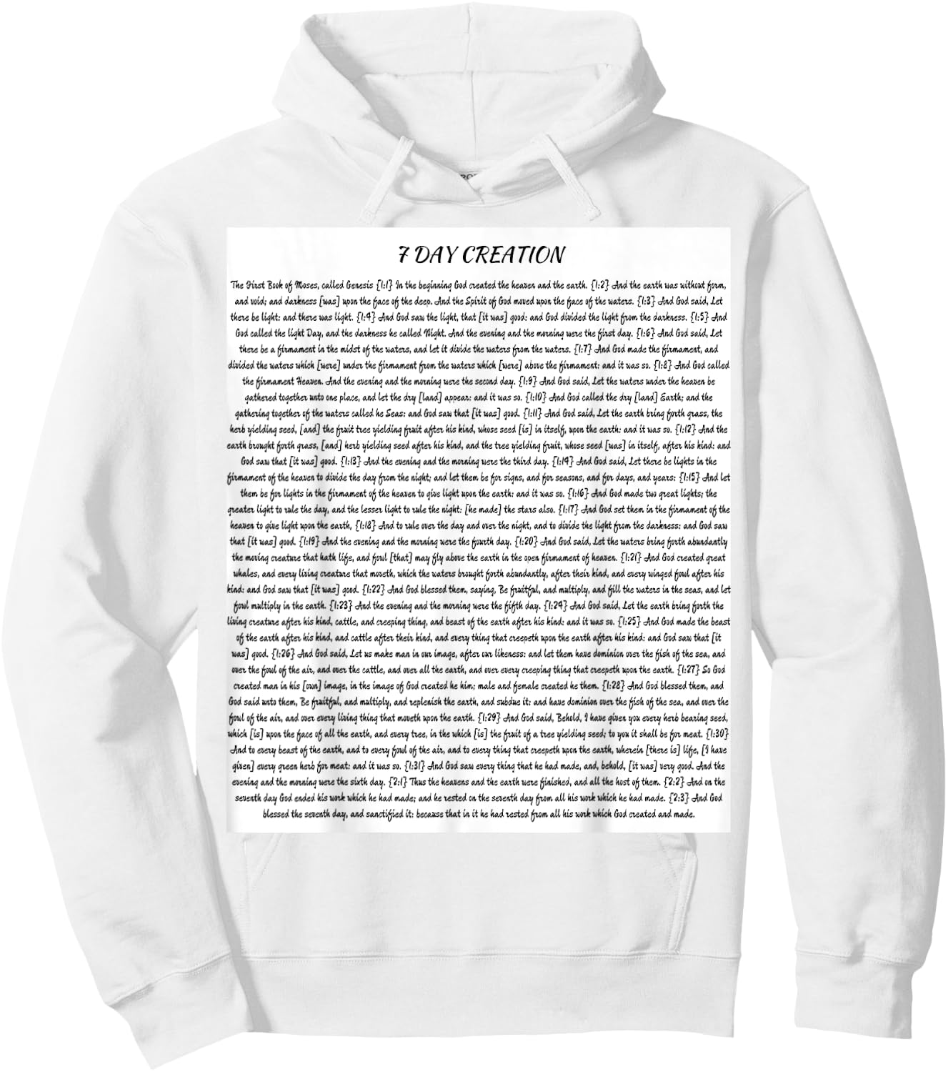 7 Day Creation Black Print Hoodie - Hoodie | White