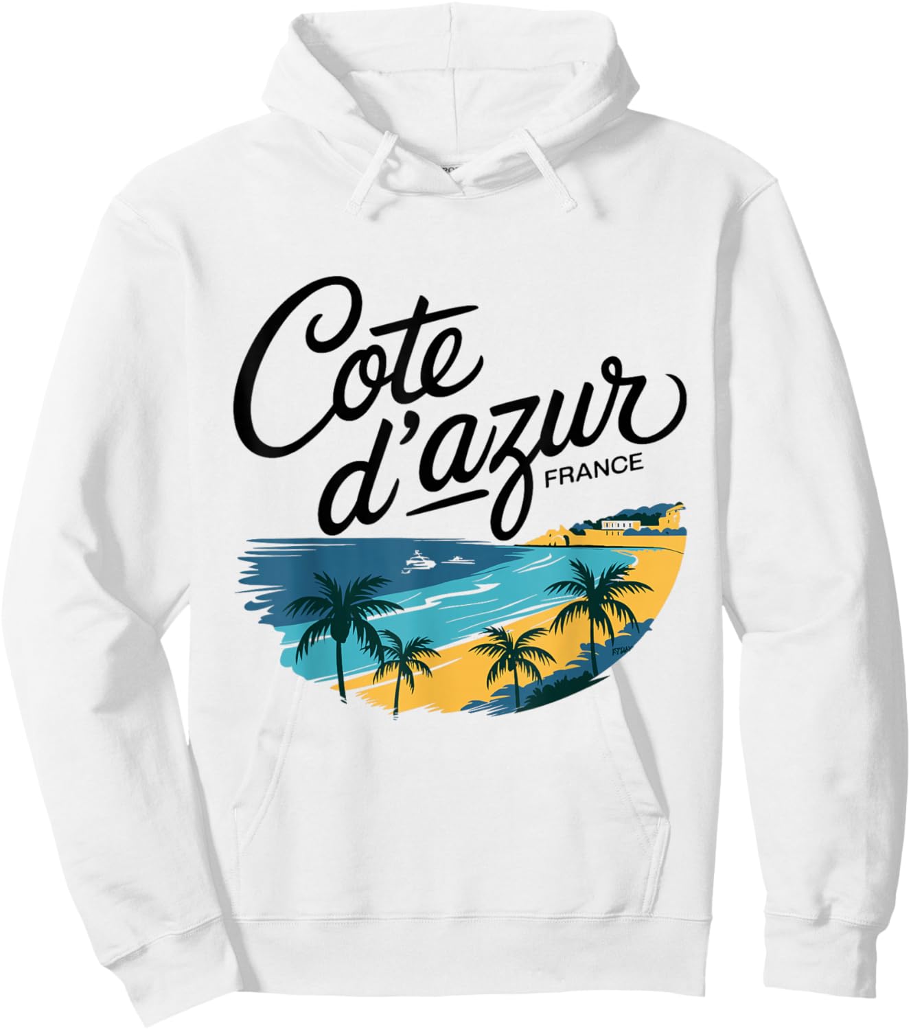 Cote d'Azur France Travel Holiday Souvenir Beach , white, S Hoodie - Hoodie | White