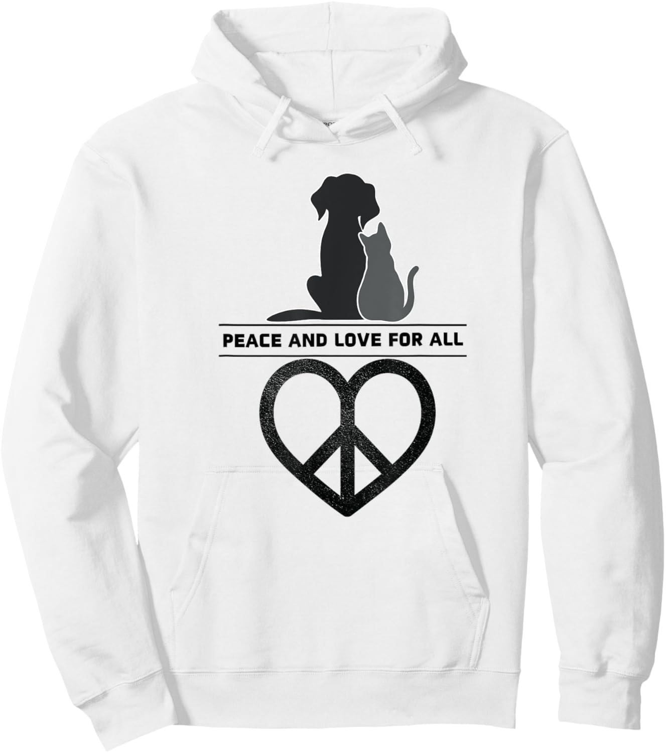 Peace and Love for All World Pet Dog Cat Love Peace Sign Men Women Girls Kids Hoodie - Hoodie | White