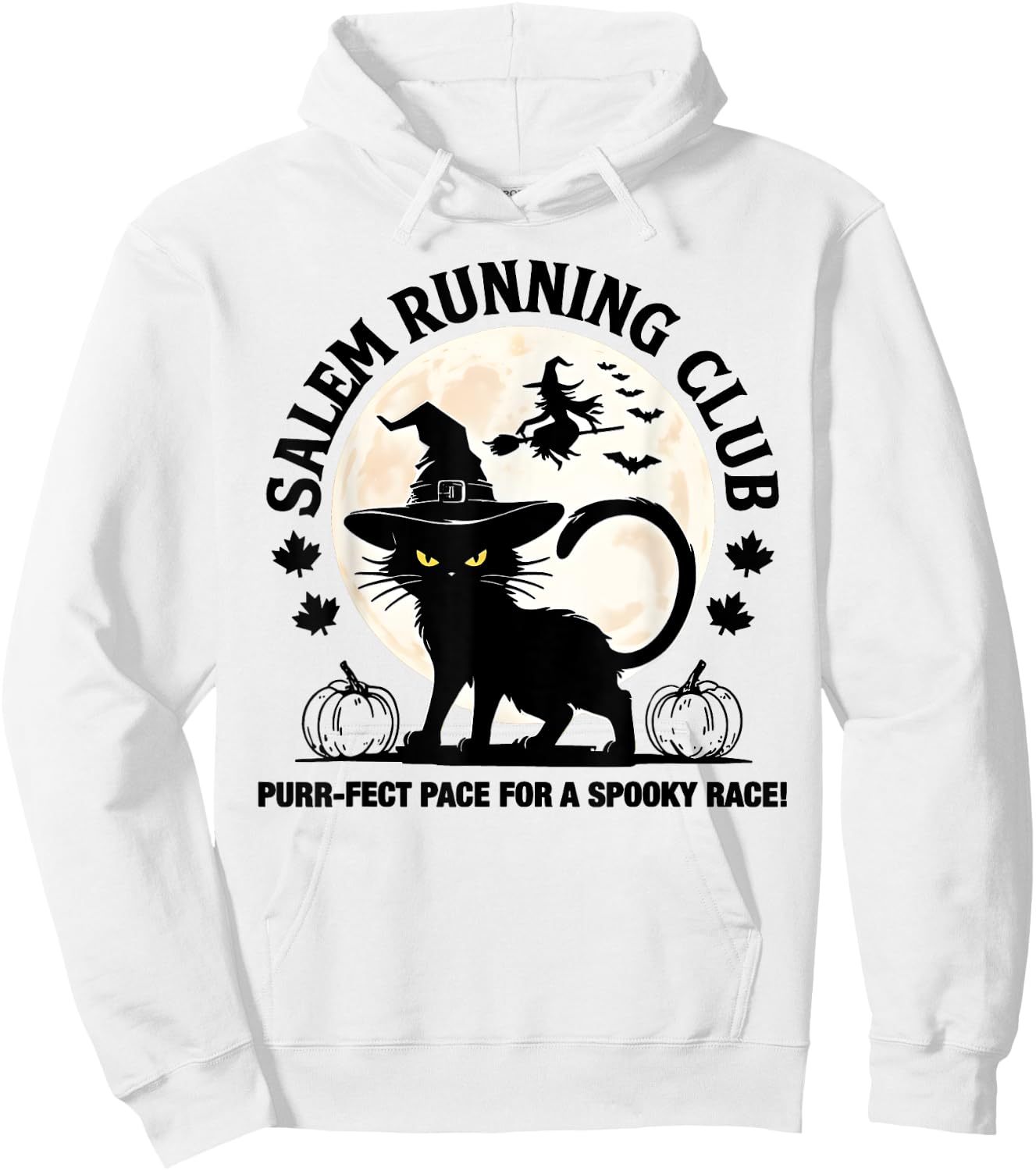 Funny Salem Running Club Witch Cat Halloween Graphic Men Women Hoodie - Hoodie | White
