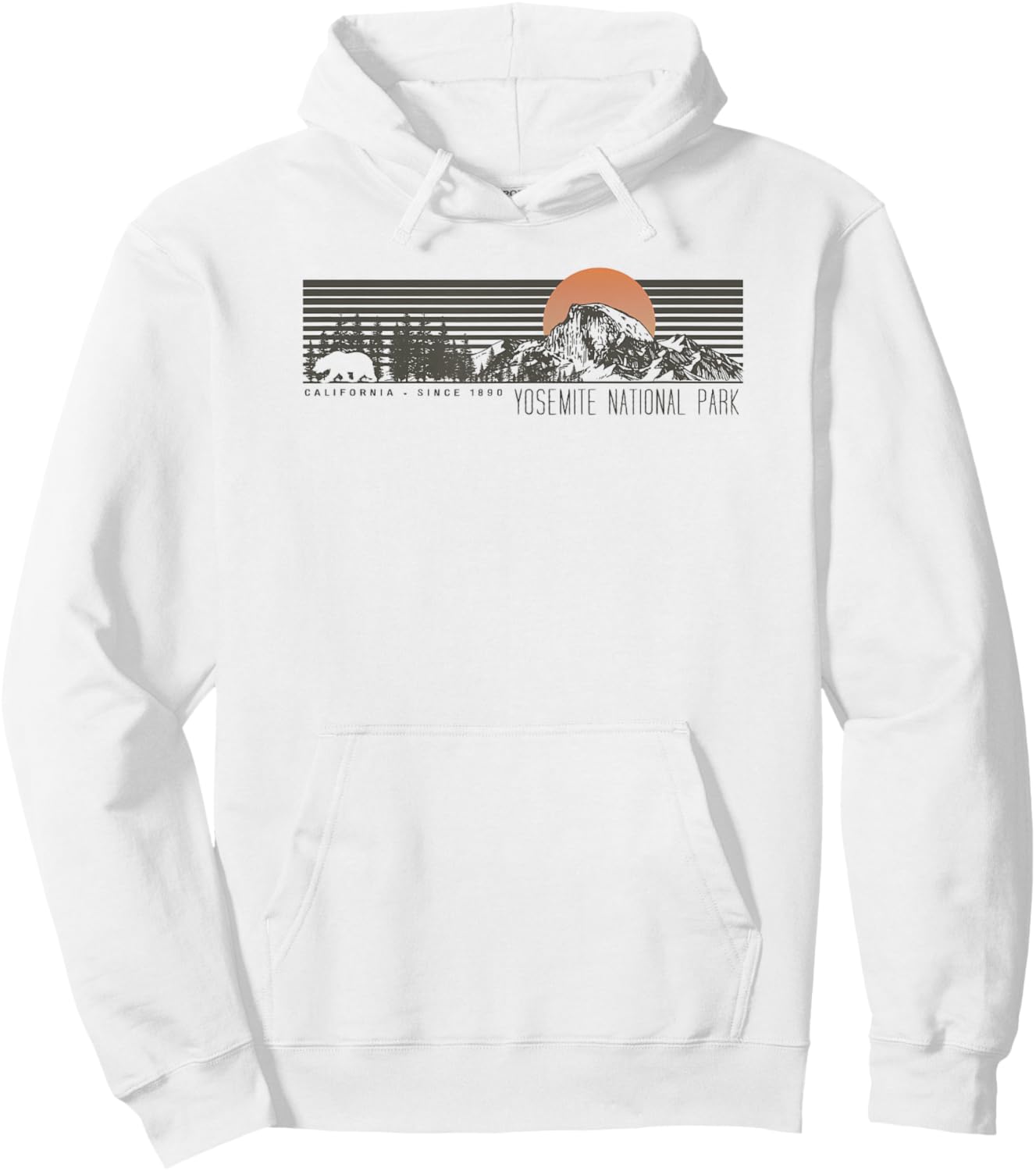 Retro Yosemite National Park Half Dome Hoodie - Hoodie | White
