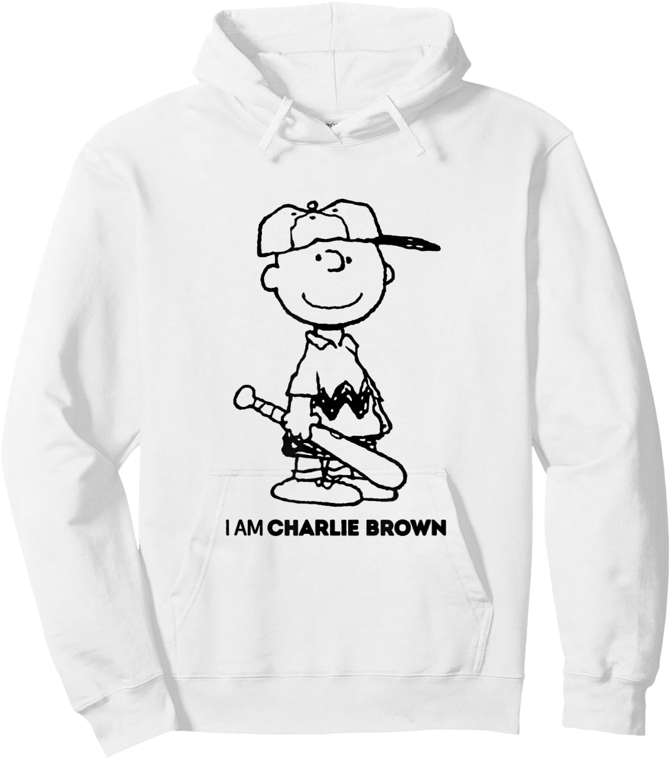 Peanuts I Am Charlie Brown Black Text Hoodie - Hoodie | White