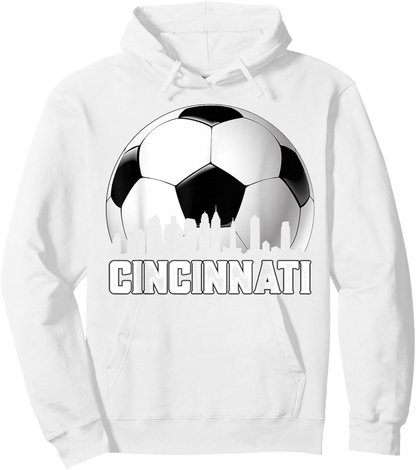 Cincinnati Soccer Distressed Vintage Soccer Fans Hoodie - Hoodie | White