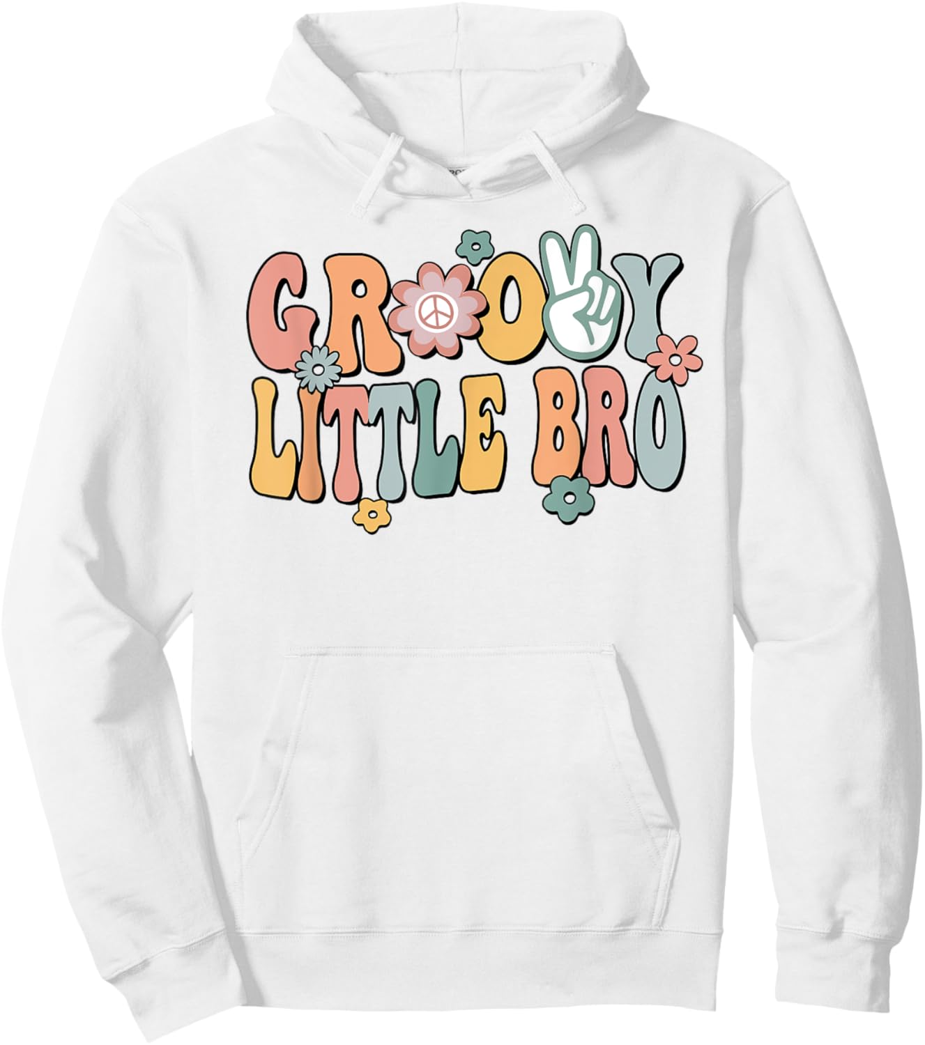 Groovy Little bro Retro Brother Matching Family 1st Birthday Hoodie - Hoodie | White