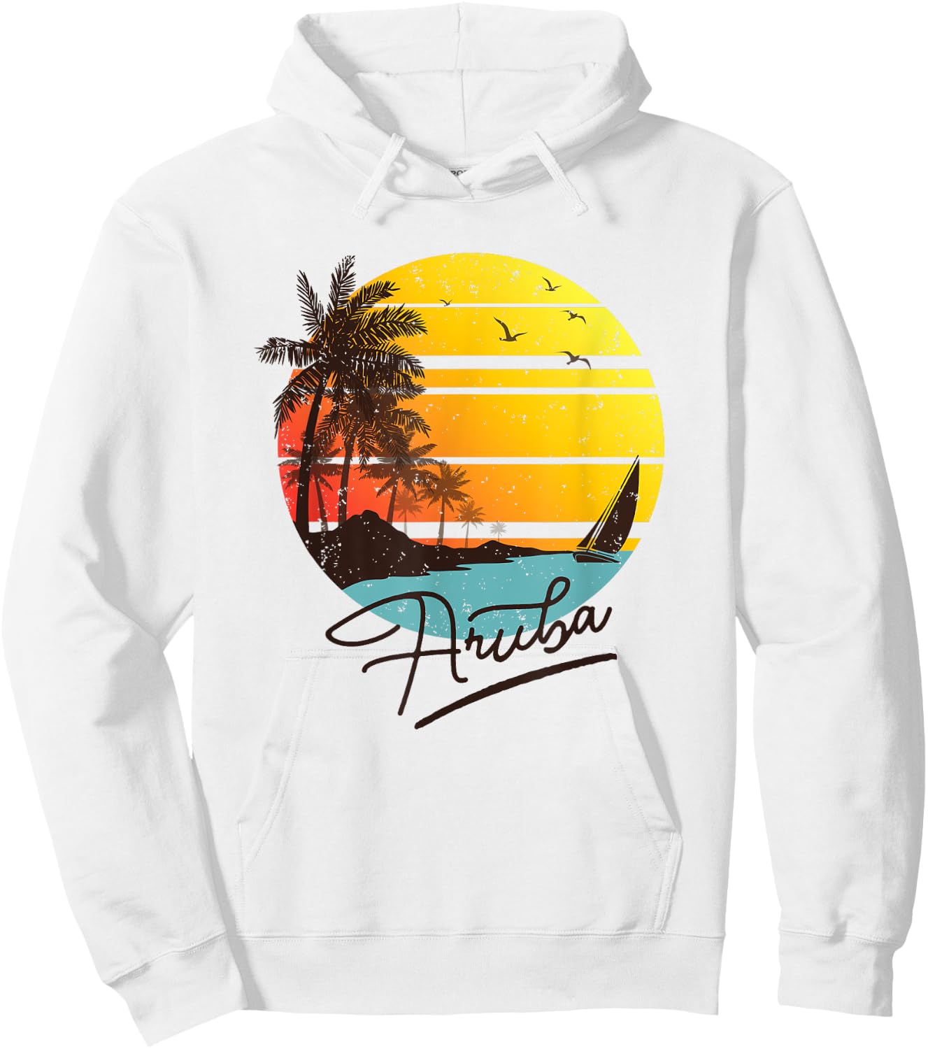 Aruba Retro Summer Tropical Beach Hoodie - Hoodie | White