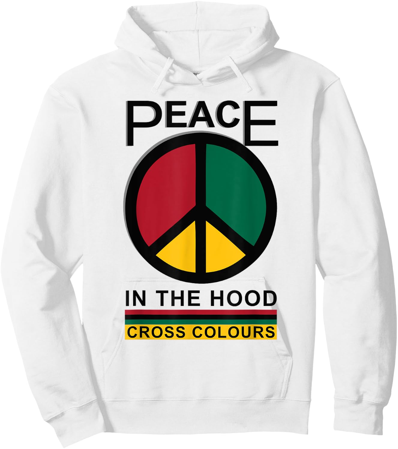 Retro Graphic 1990's Urban Vintage | Peace In The Hood Hoodie - Hoodie | White