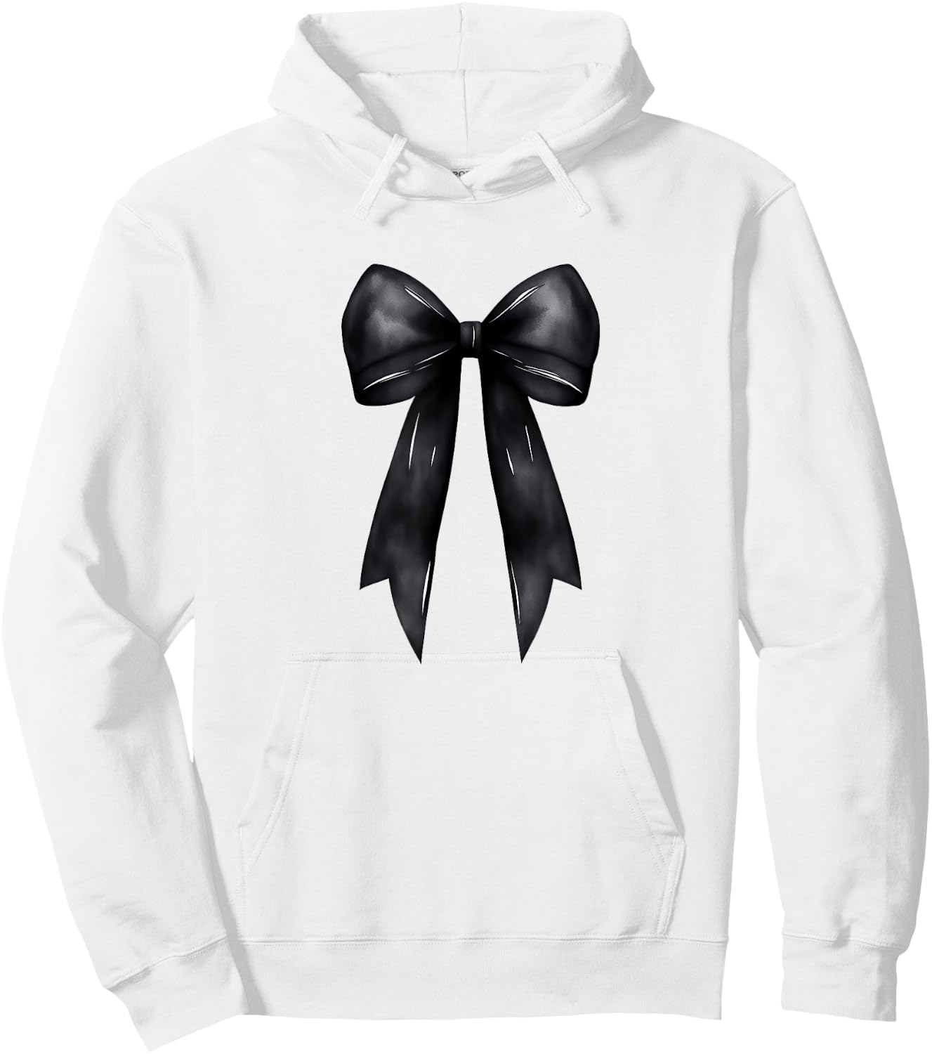 Aesthetic Black Bow Ribbon Watercolor Hoodie - Hoodie | White