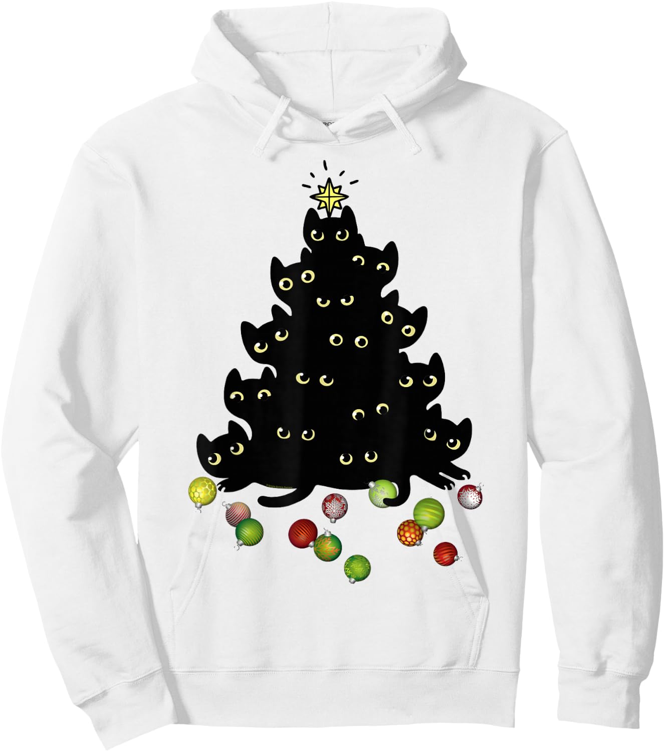 Cat Lovers Cute and Funny Holiday Tree Christmas Hoodie - Hoodie | White