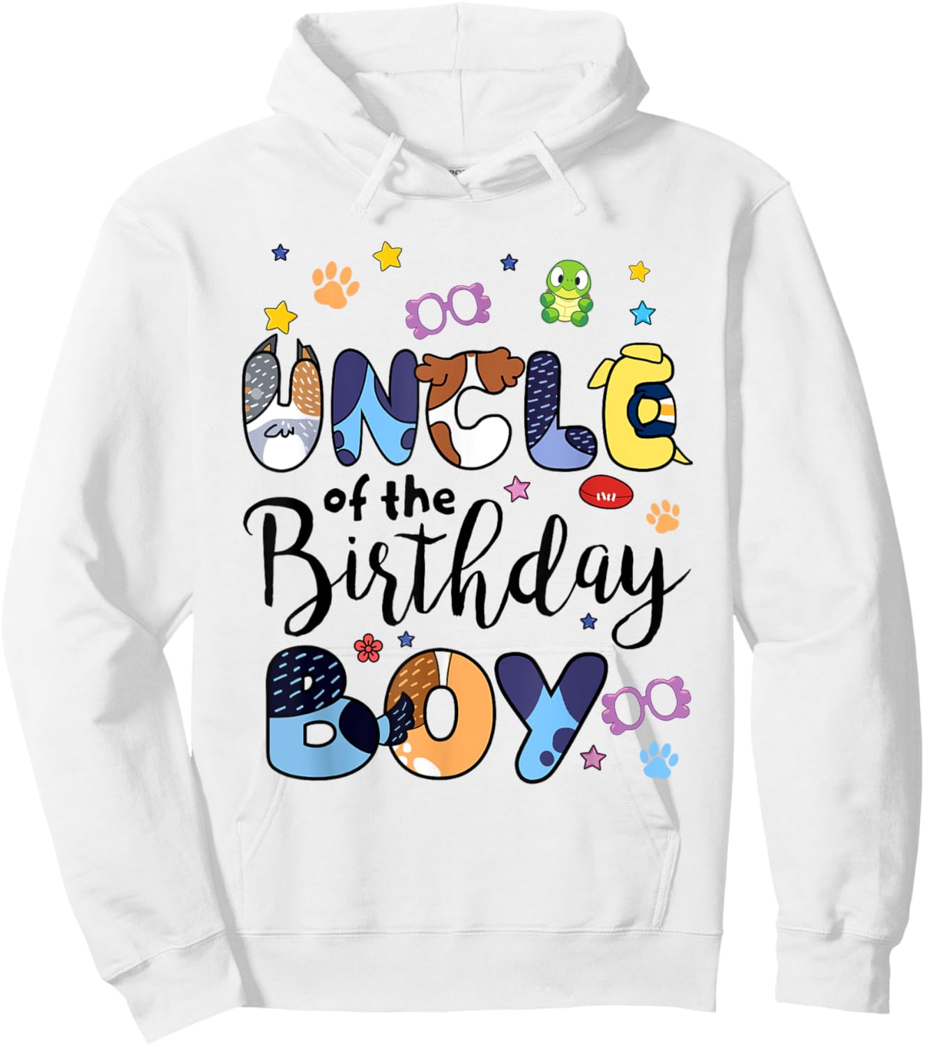 Blue Heeler Dog Uncle Of Birthday Boy Paw Family Matching Hoodie - Hoodie | White