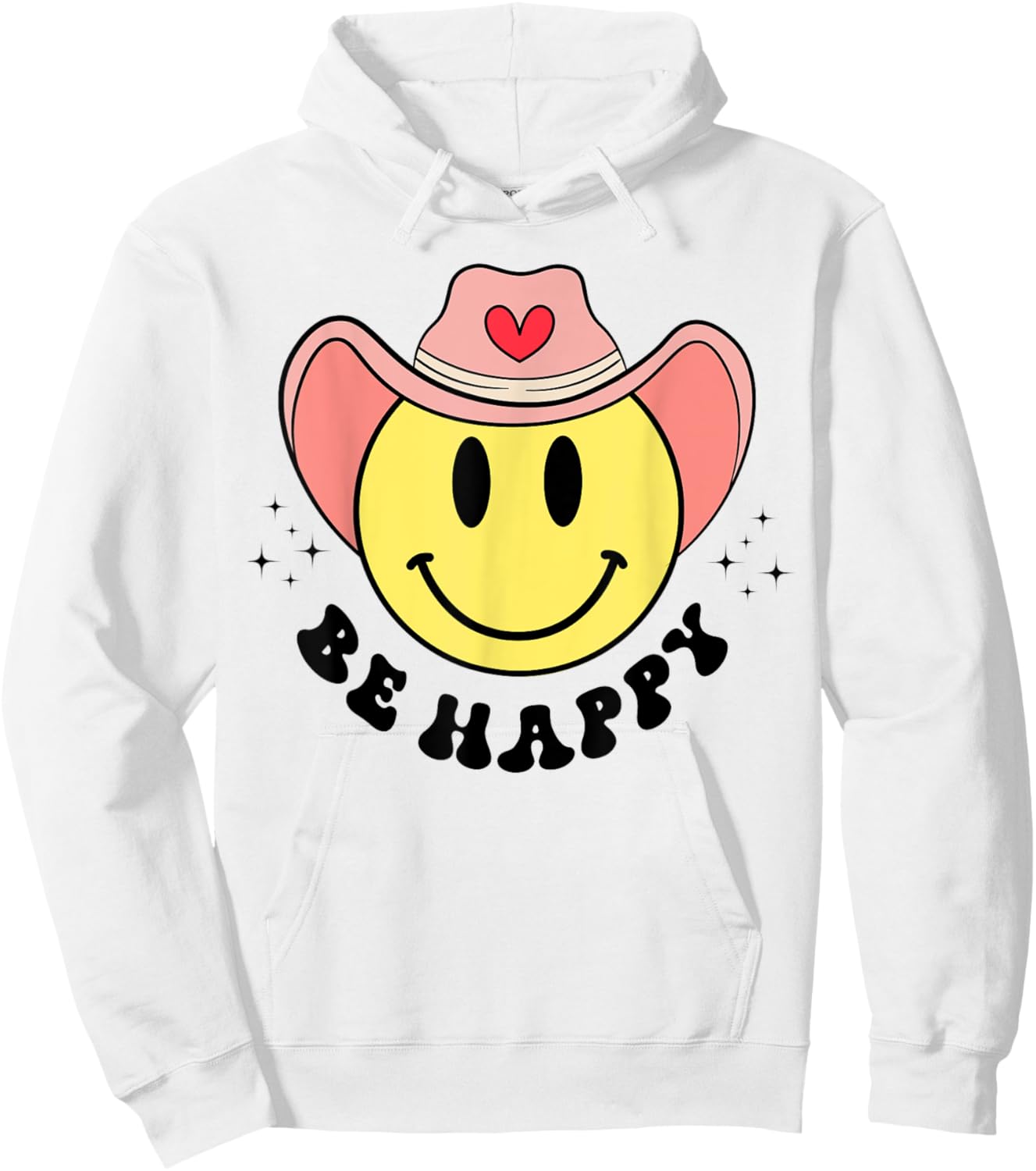Be Happy Cute Retro Cowboy Smile Face For Boys Girls Women Hoodie - Hoodie | White