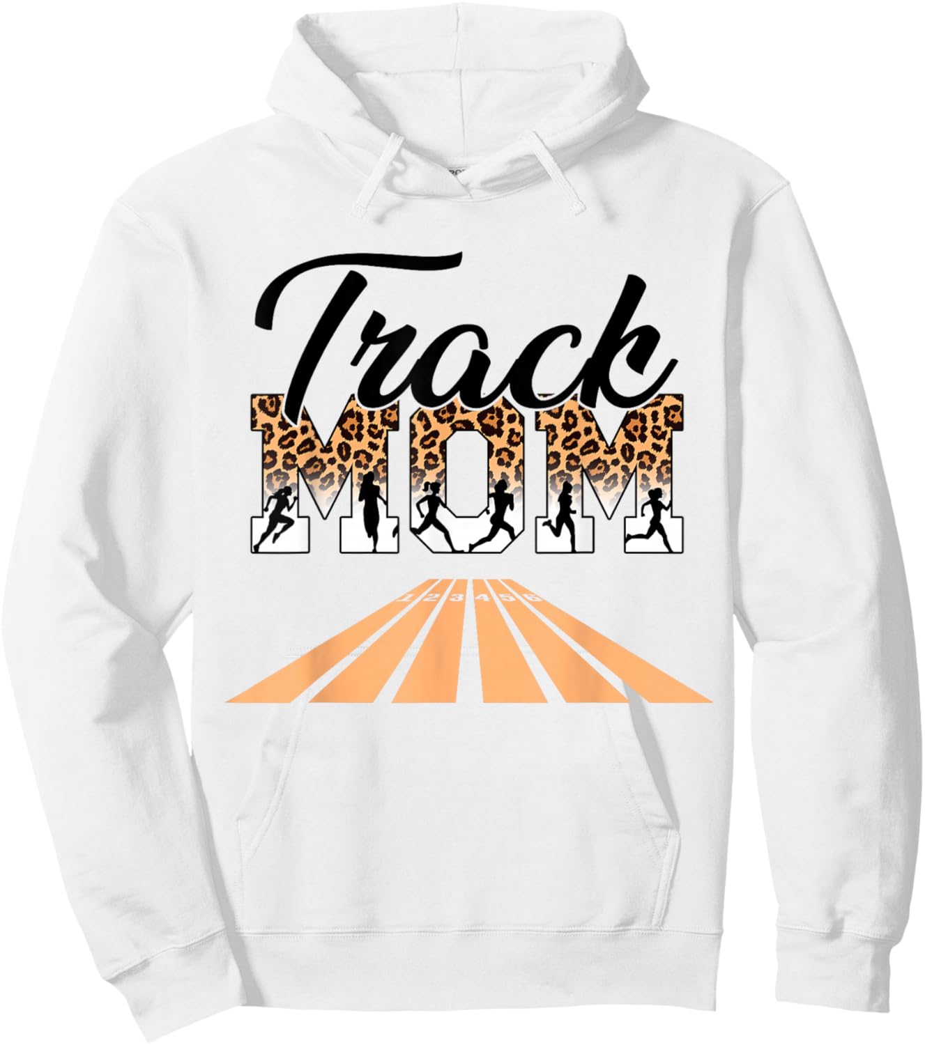Leopard Messy Bun Track Funny Field Mom Mother's Day Running Hoodie - Hoodie | White