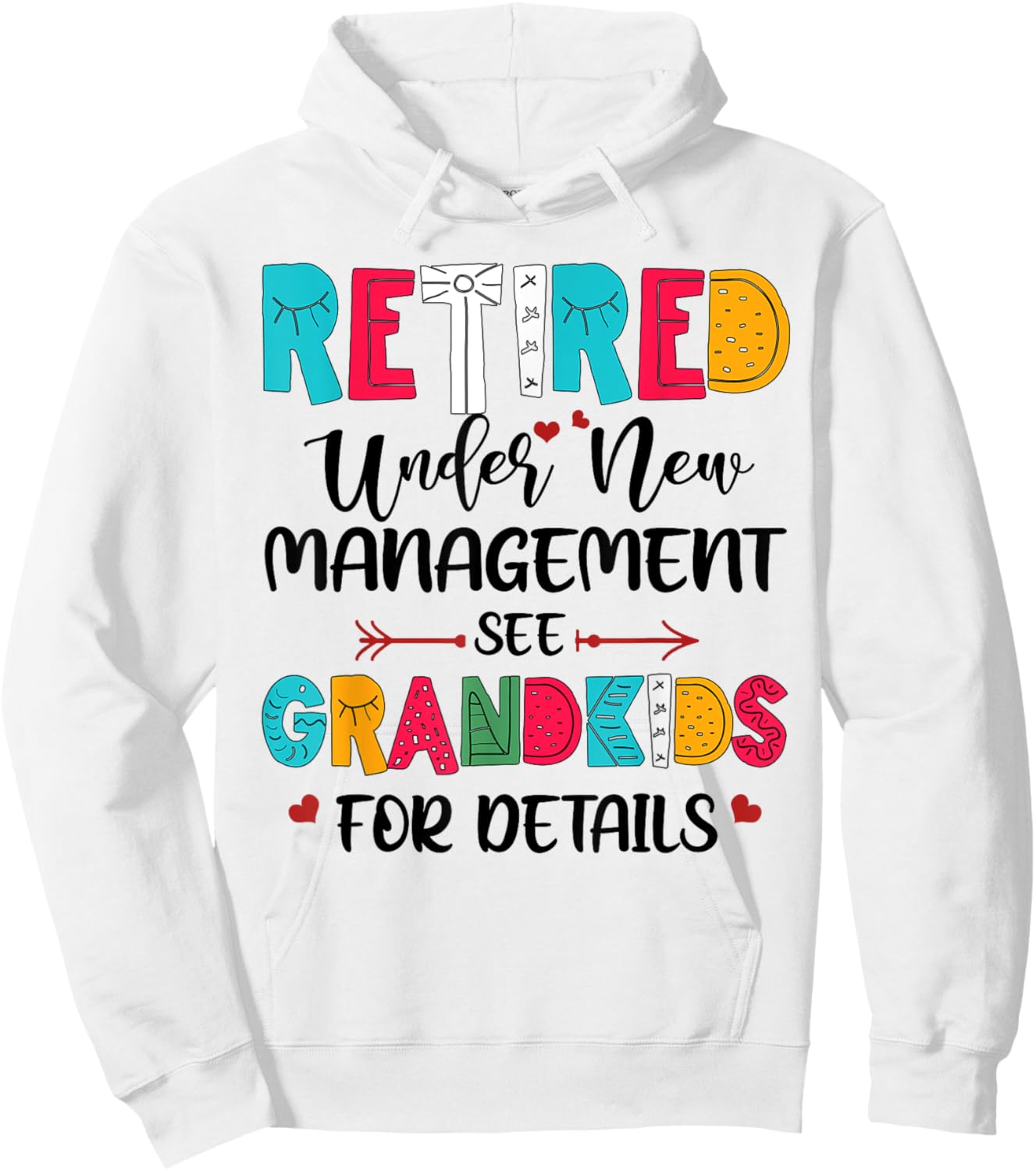 Retired Under New Management See Grandkids For Details Hoodie - Hoodie | White