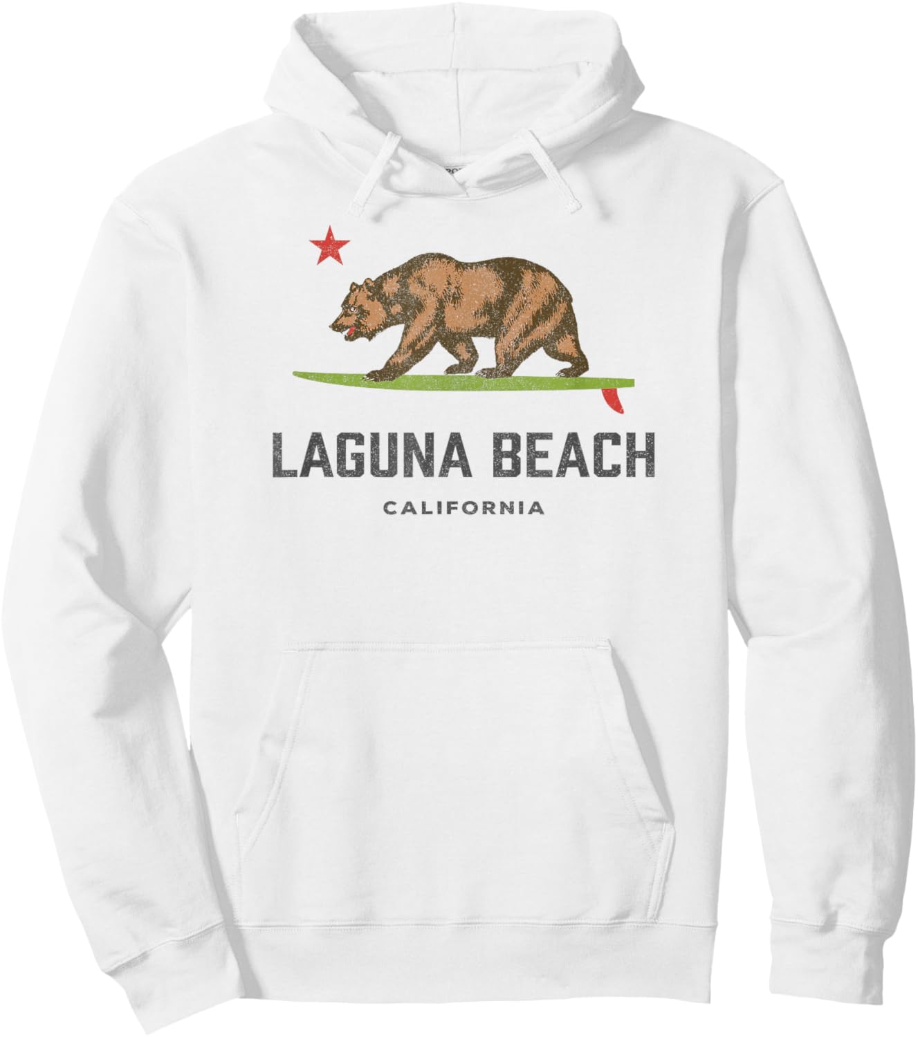 Vintage Laguna Beach California Bear Surfing Souvenir Hoodie - Hoodie | White