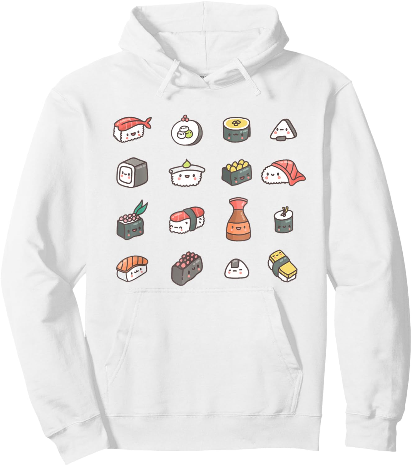 Kawaii Sushi Roll Anime Hoodie - Hoodie | White