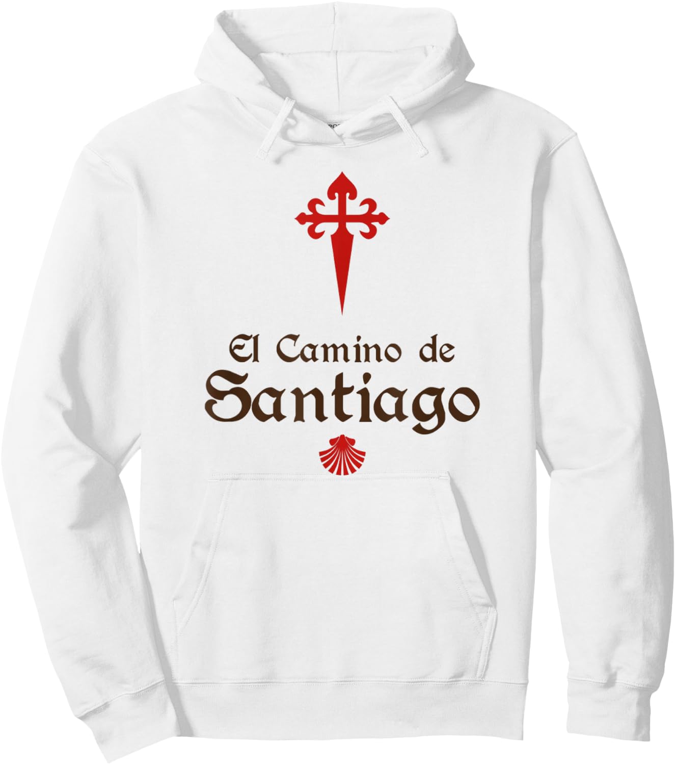 El Camino De Santiago ~ Saint James Cross ~ Scallop Shell Hoodie - Hoodie | White