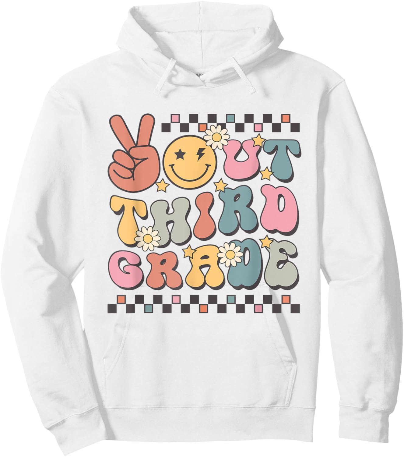Last Day Of 3rd Grade Smile Face Peace Out Third Grade Hoodie - Hoodie | White