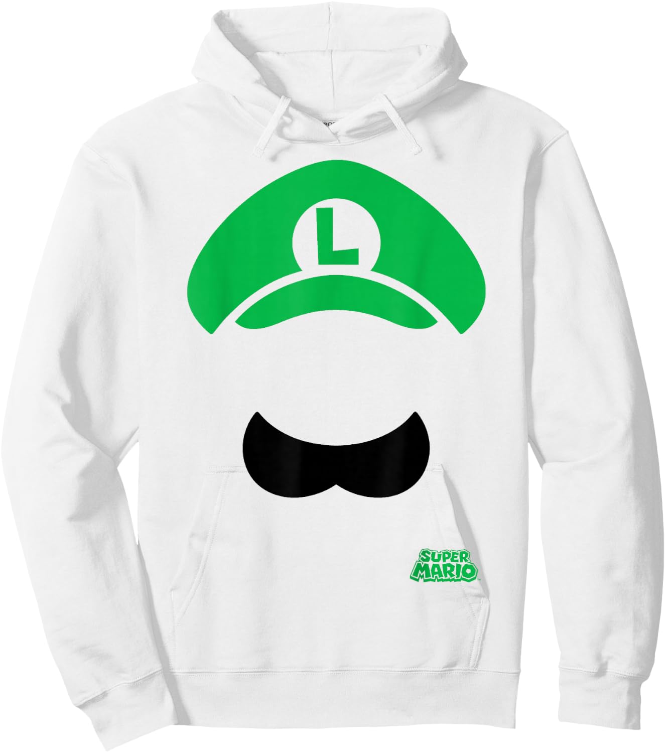 Super Mario Luigi Hat And Mustache Hoodie - Hoodie | White