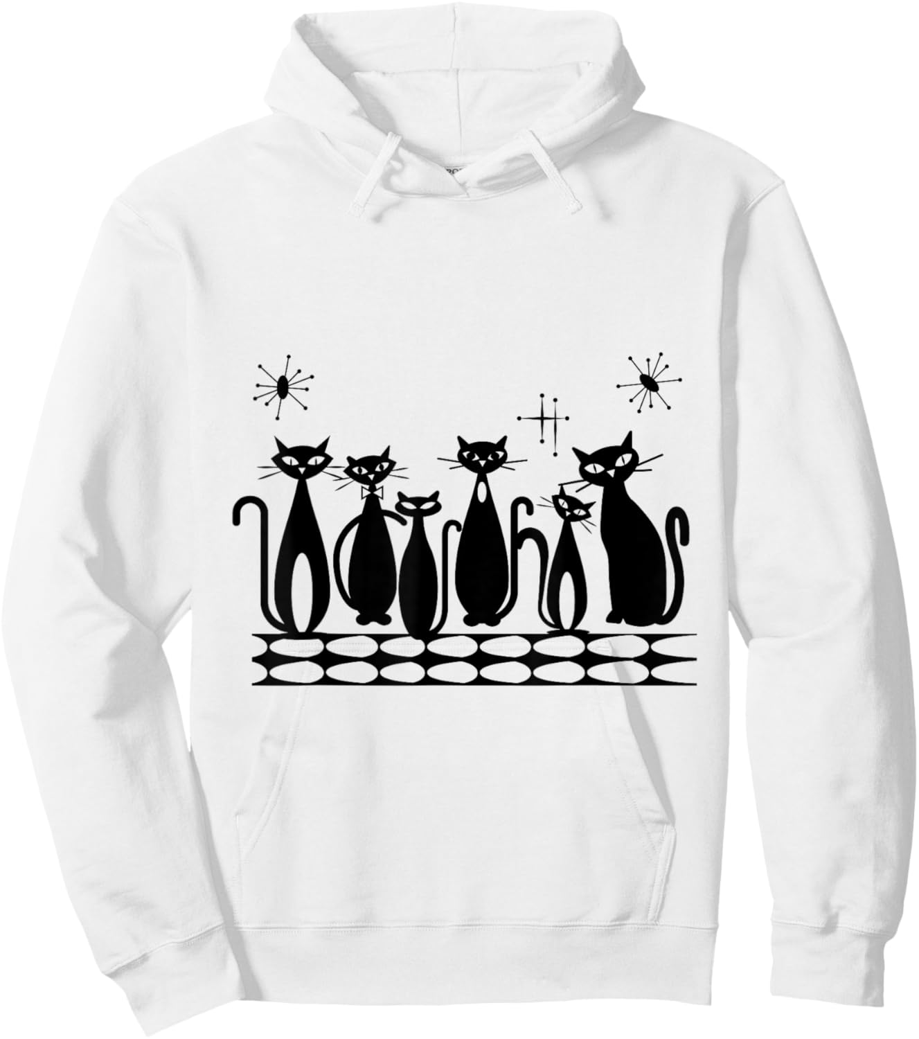 Atomic Cats Black Kitties MCM Retro Hoodie - Hoodie | White