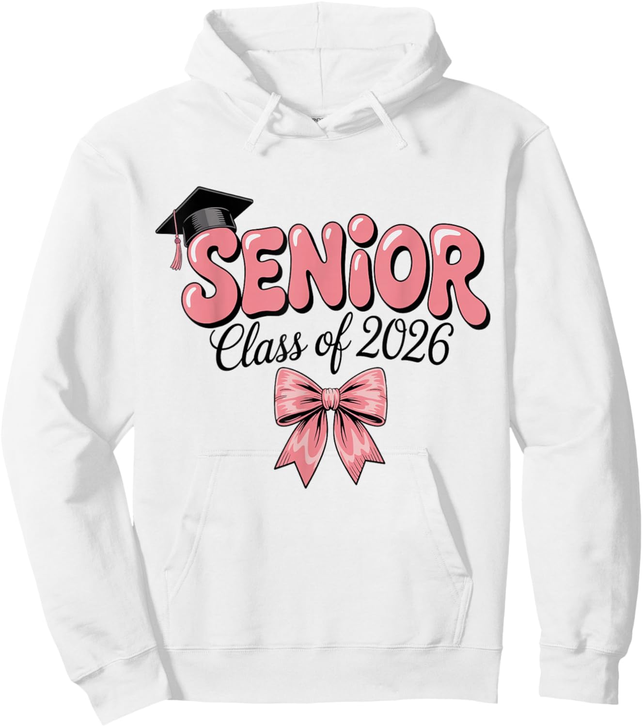 Senior Class of 2026 Pink Coquette Bow Graduation 2026 Hoodie - Hoodie | White