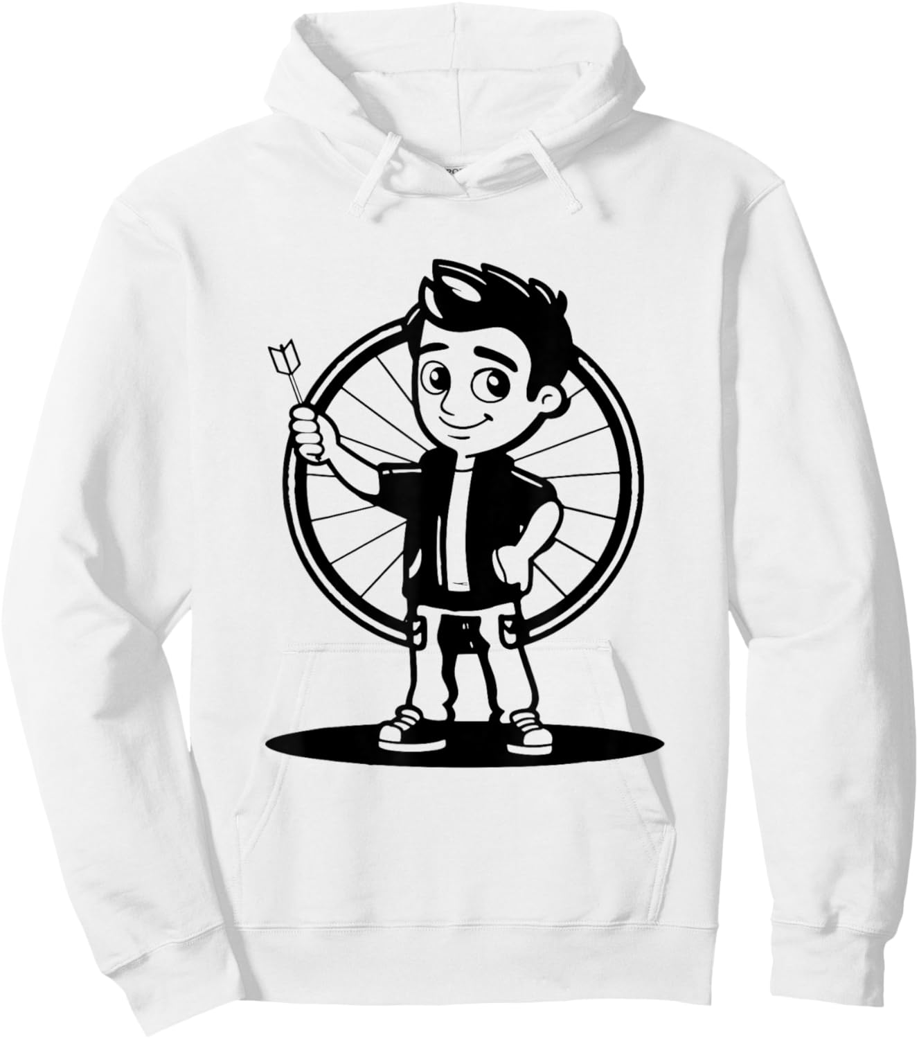 Darts Boy Cartoon Look for Boys Hoodie - Hoodie | White