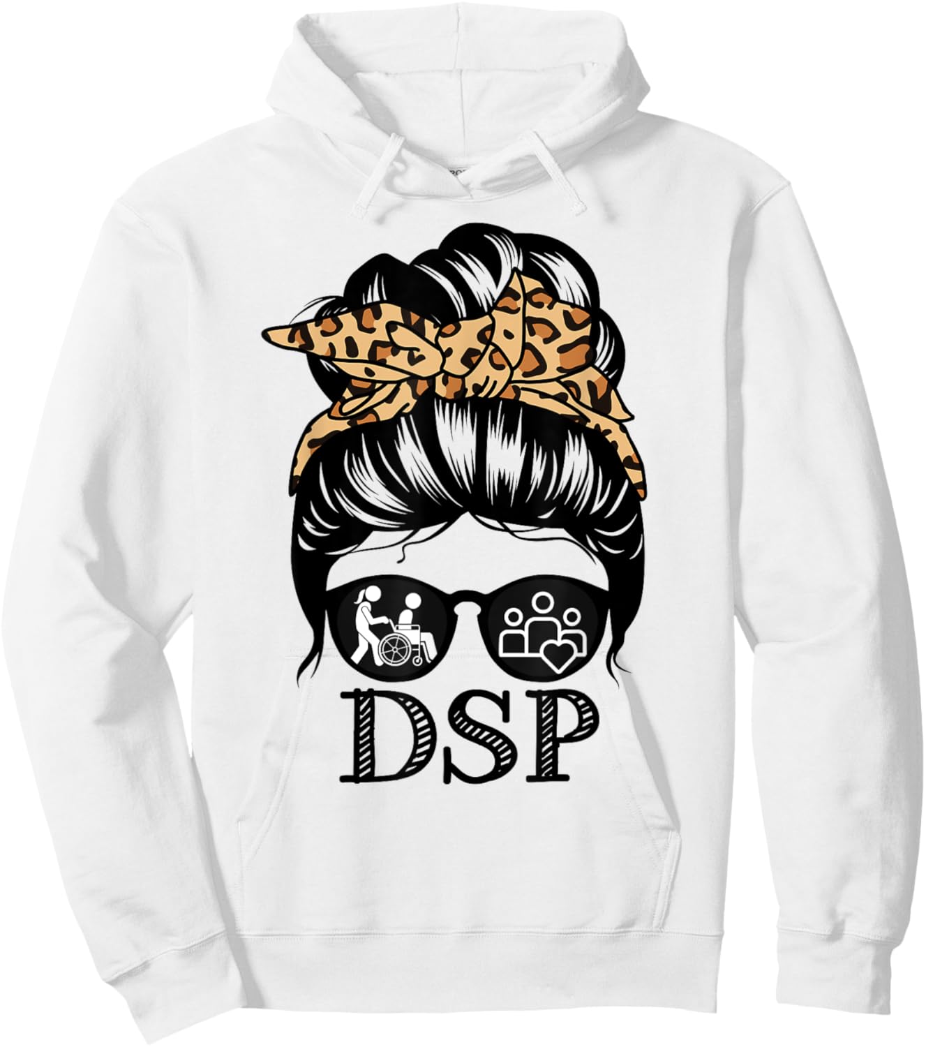 DSP Messy Bun Hair Funny Direct Support Professional Hoodie - Hoodie | White
