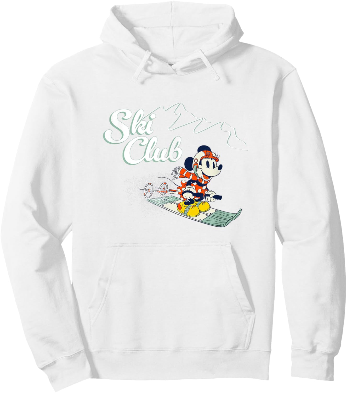 Disney Minnie Mouse Vintage Christmas Ski Club Holiday Fun Hoodie - Hoodie | White