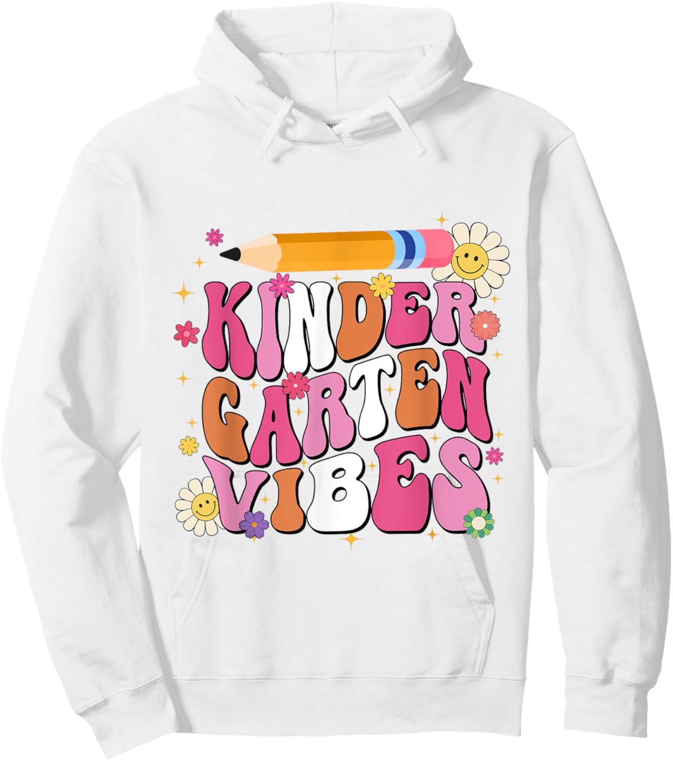 Groovy First Day Of School Kindergarten Vibes Back to School Hoodie - Hoodie | White