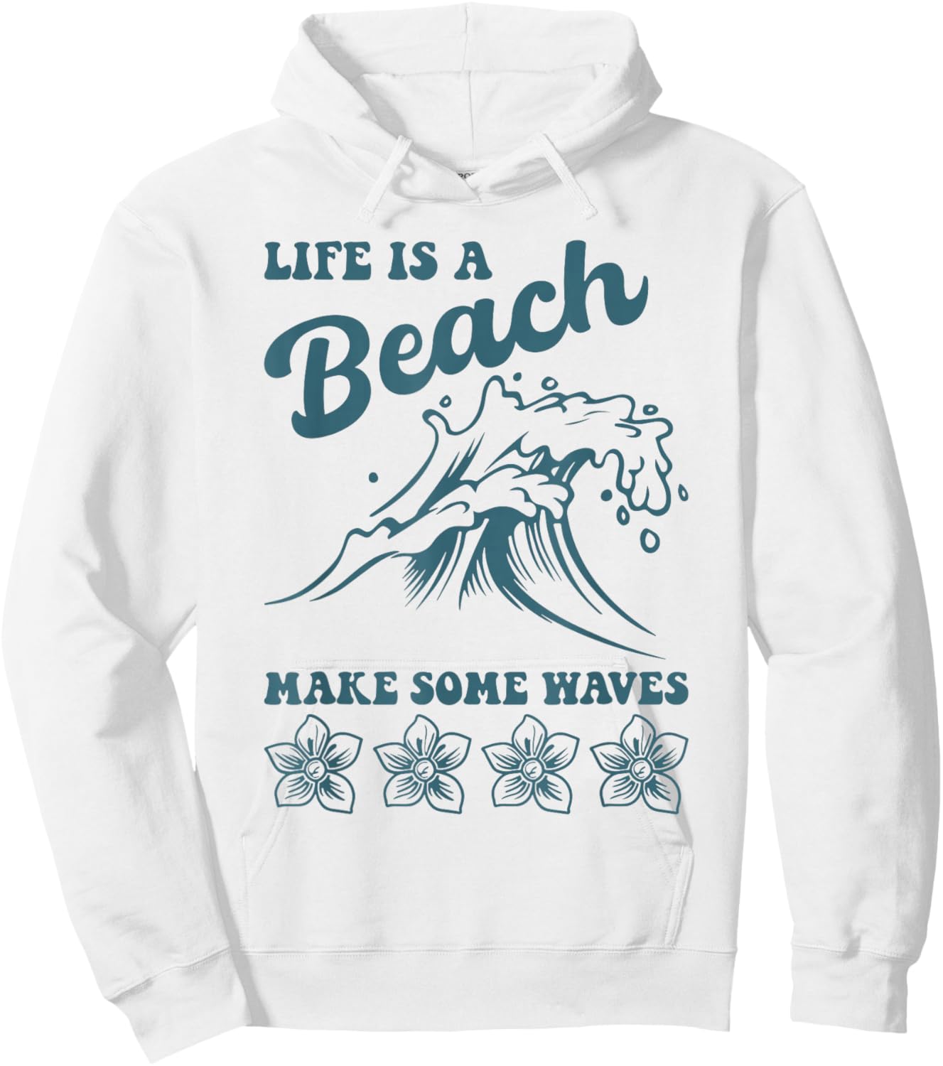 Funny Life is a Beach Make Some Waves Shirt Retro Summer Men Women Girls Kids Hoodie - Hoodie | White