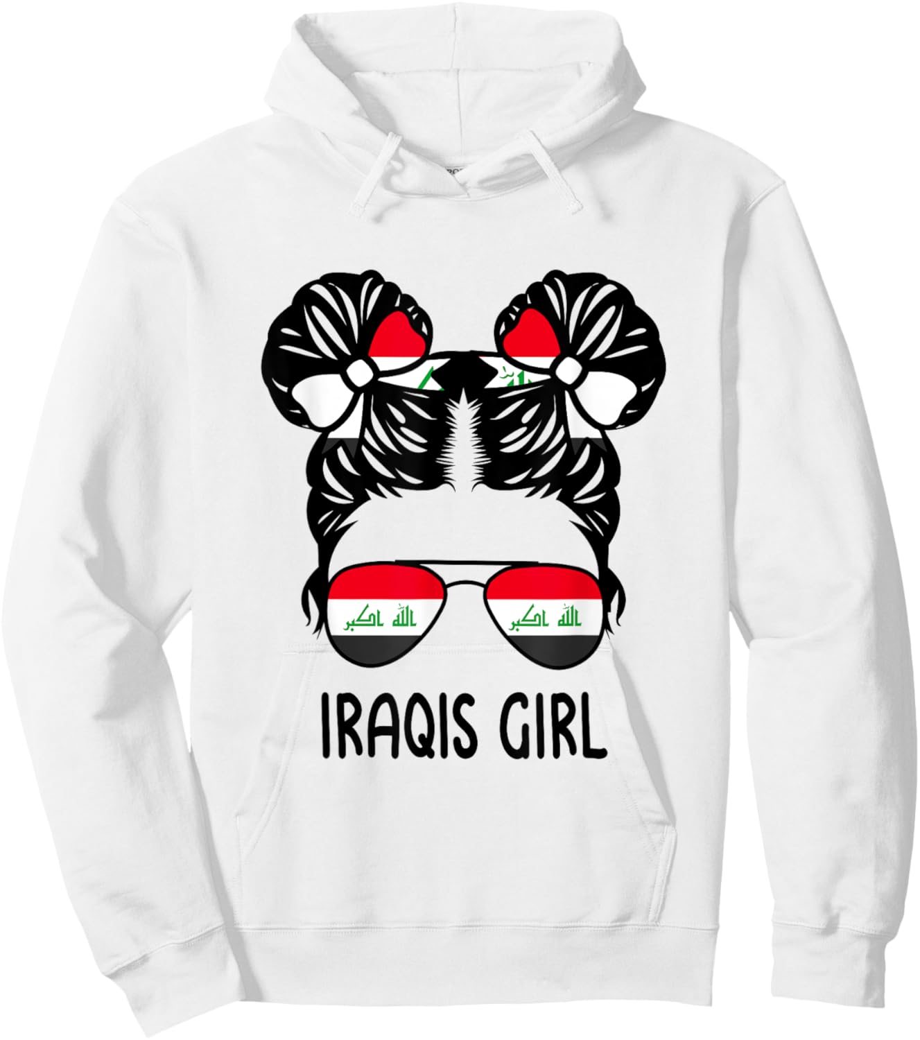 Iraqis Girl Messy Hair Iraq Pride Patriotic Kids Hoodie - Hoodie | White