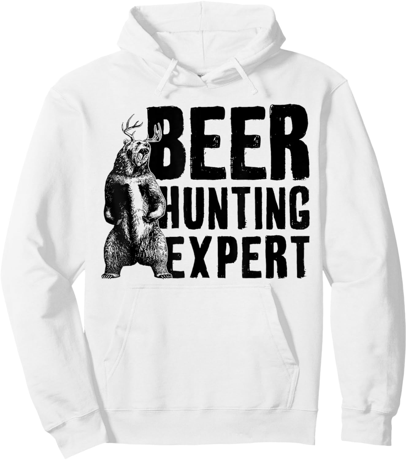 Beer Hunting Expert Funny Saying Quote Bear Deer Men Women Hoodie - Hoodie | White